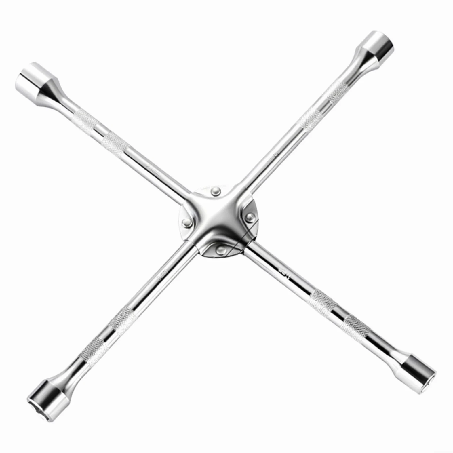 Llave de tuerca de cuatro vías, llave de vaso cruzado de 20 pulgadas con cabezales de 17/19/21/23 mm, acero resistente para cambio de tuerca de rueda de coche verde (20 pulgadas)
