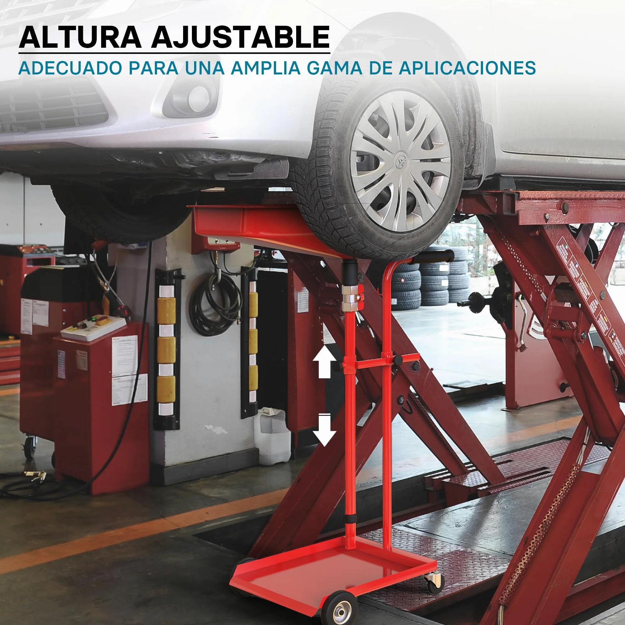 Wiltec Carro recogedor de aceite recolector para aceite usado con embudo ajustable en altura extractor