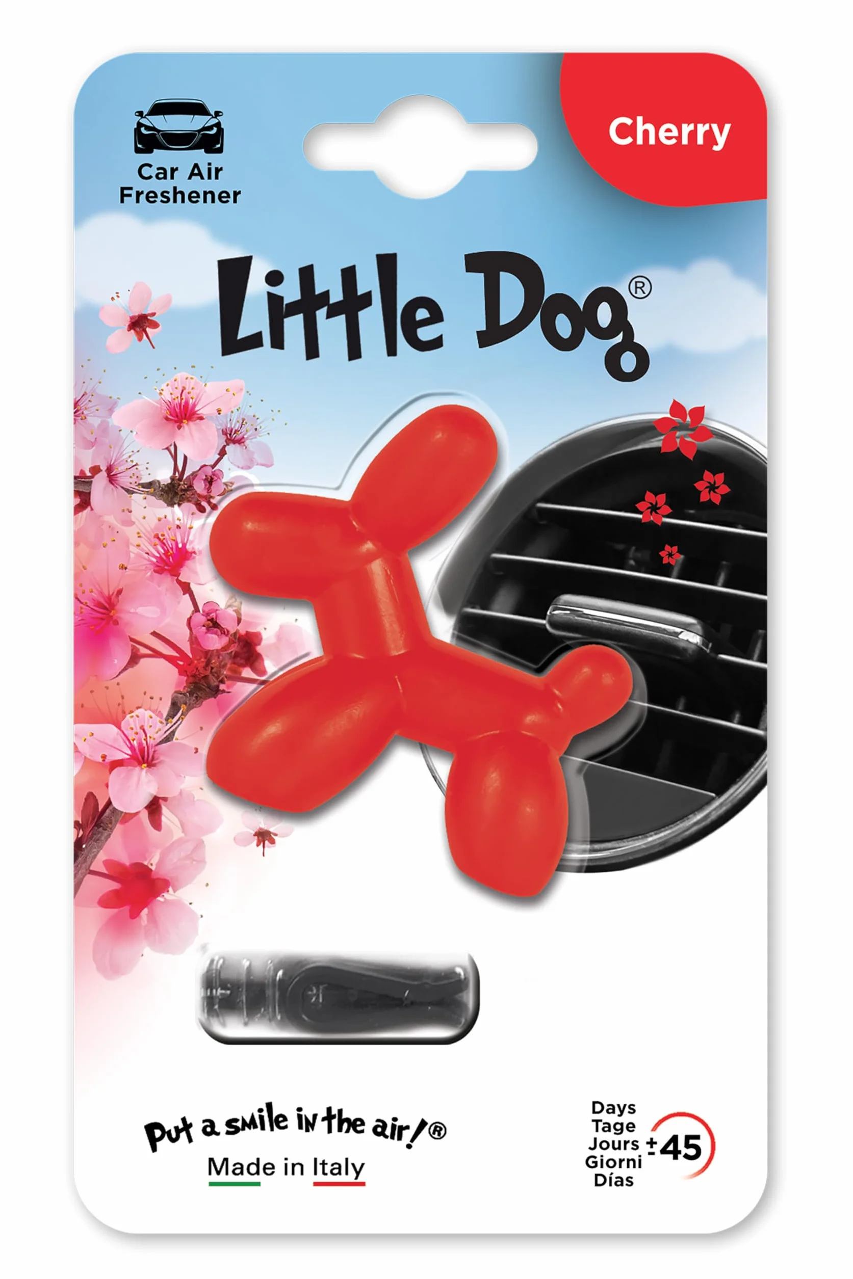 Little Joe Little Dog Perfumador de Gel Aroma Cereza para Aireador de Coche. Larga duración, hasta 45 días. Aroma Irresistible y Divertido para Todos los Públicos.