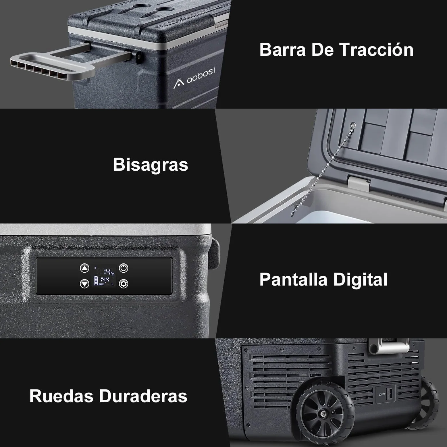 AAOBOSI Nevera Portátil 74L con Compresor, -20℃ a 20℃, 12V/24V DC y 100-240V AC, APP, Nevera 12V Compresor para Coche, Camping, Viajes, Barco, Autocaravana y Hogar