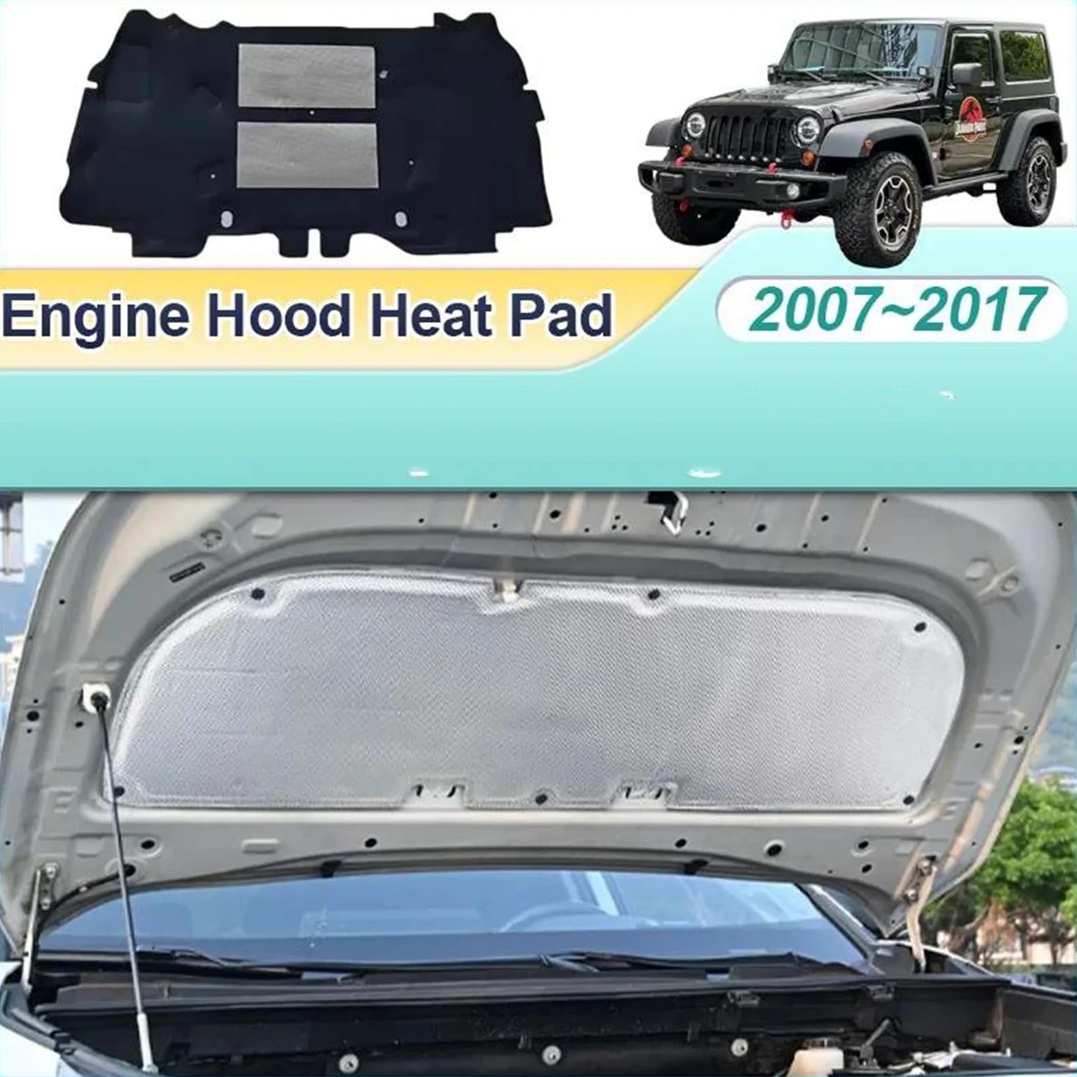 Aislamiento automóviles Cubierta Insonorizante Capó Delantero De Coche Almohadilla De Aislamiento Térmico Del Motor, Accesorios Para Jeep Para Wrangler JK 2007~2017 almohadilla de aislamiento