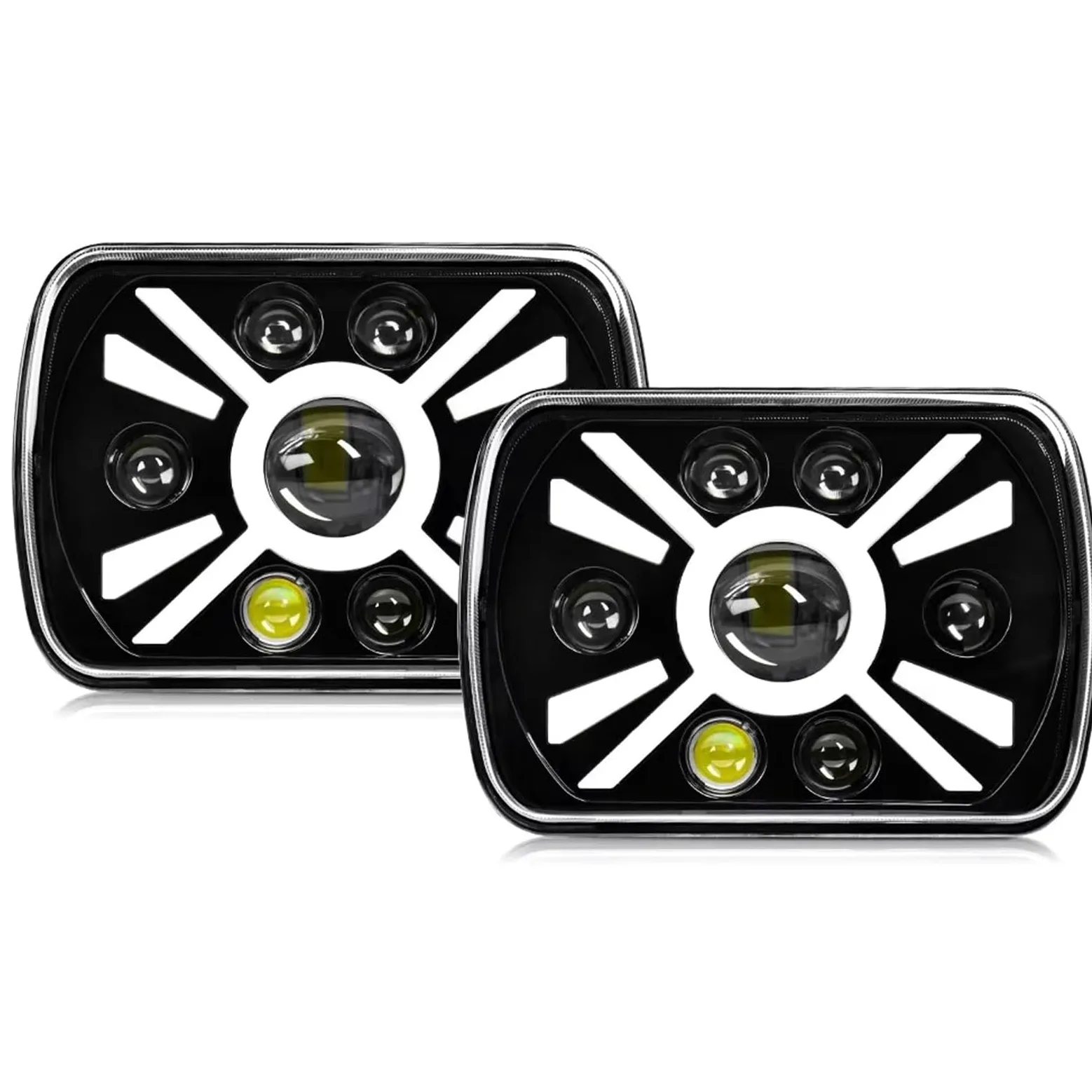 Faro Principal 1/2 Uds. Faros LED Rectangulares Impermeables Haz Blanco H4 Para Bombilla De Lámpara 12V 24V Luz Delantero(2 pcs)