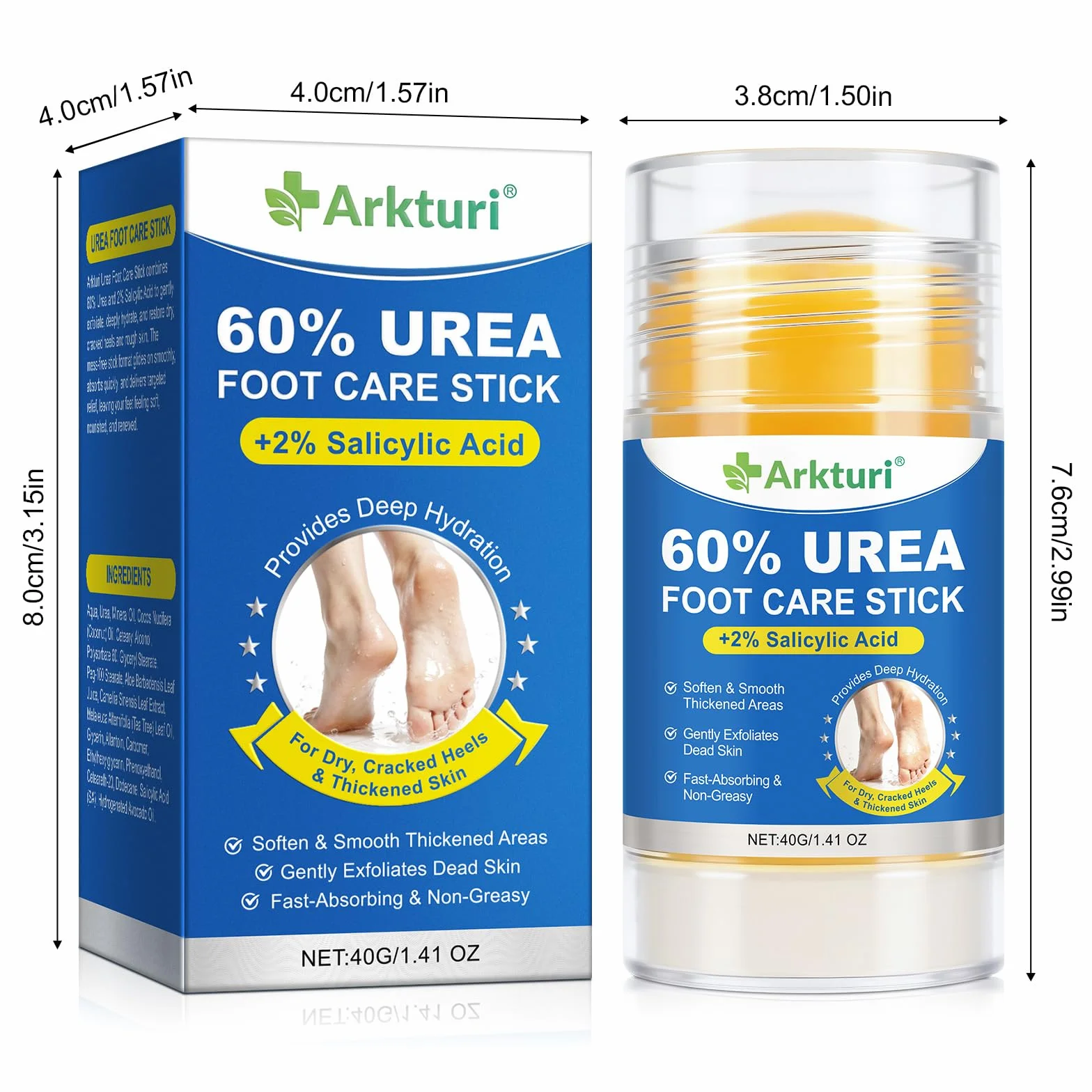 Crema de Urea para Pies 80g 60% Reparador Intensivo para Talones Agrietados