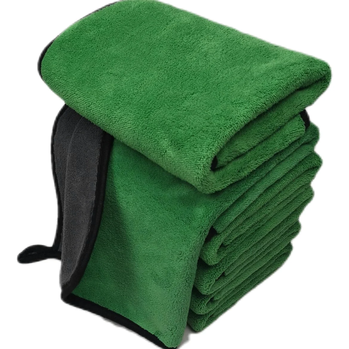 SOFTBATFY Paño de Limpieza de Microfibra Ultra Suave, Grande, Grueso y de Secado rápido para Coche, 800 g/m², paño de Encerado para Pulido de automóviles (Gris y Verde)