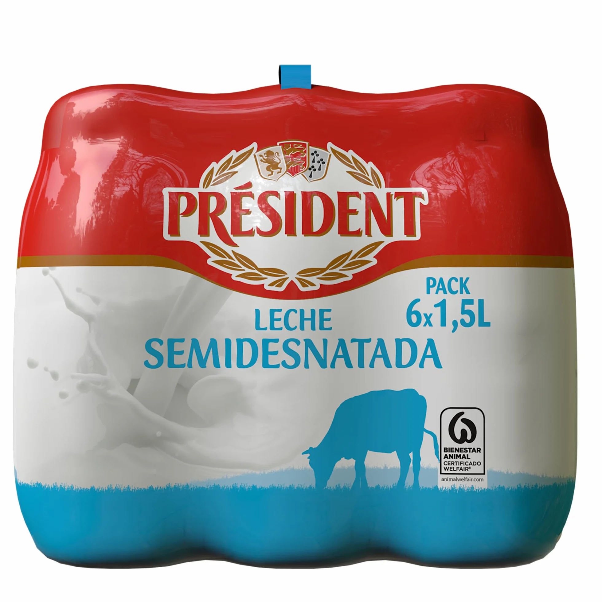 Président Leche Semidesnatada de Bienestar Animal UHT Pack 6 x 1,5L