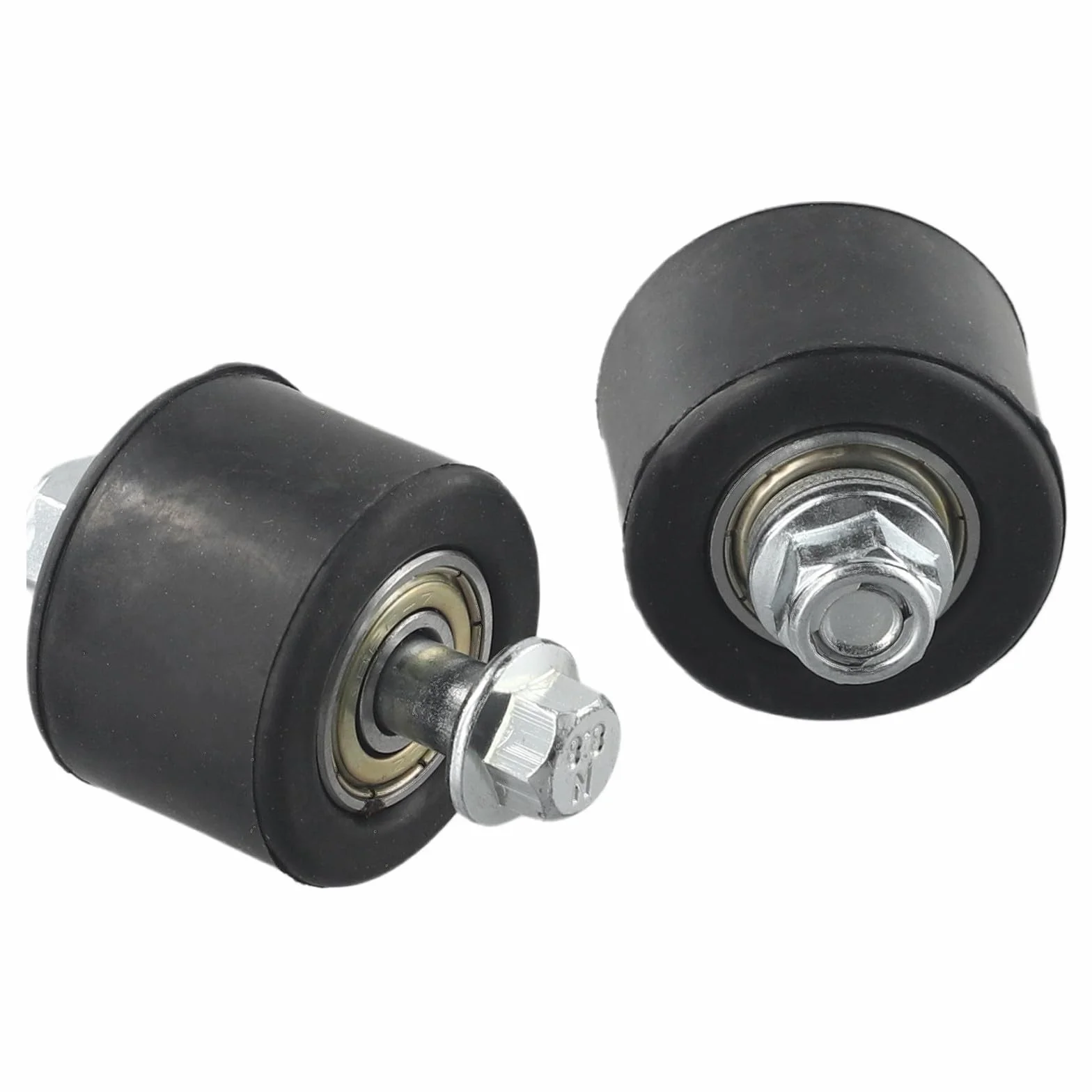 2 rodillos de cadena de motocicleta de 8 mm para YFM350 YFZ350 para BANSHEE, rueda guía superior inferior con pernos y juntas, material de goma, color negro
