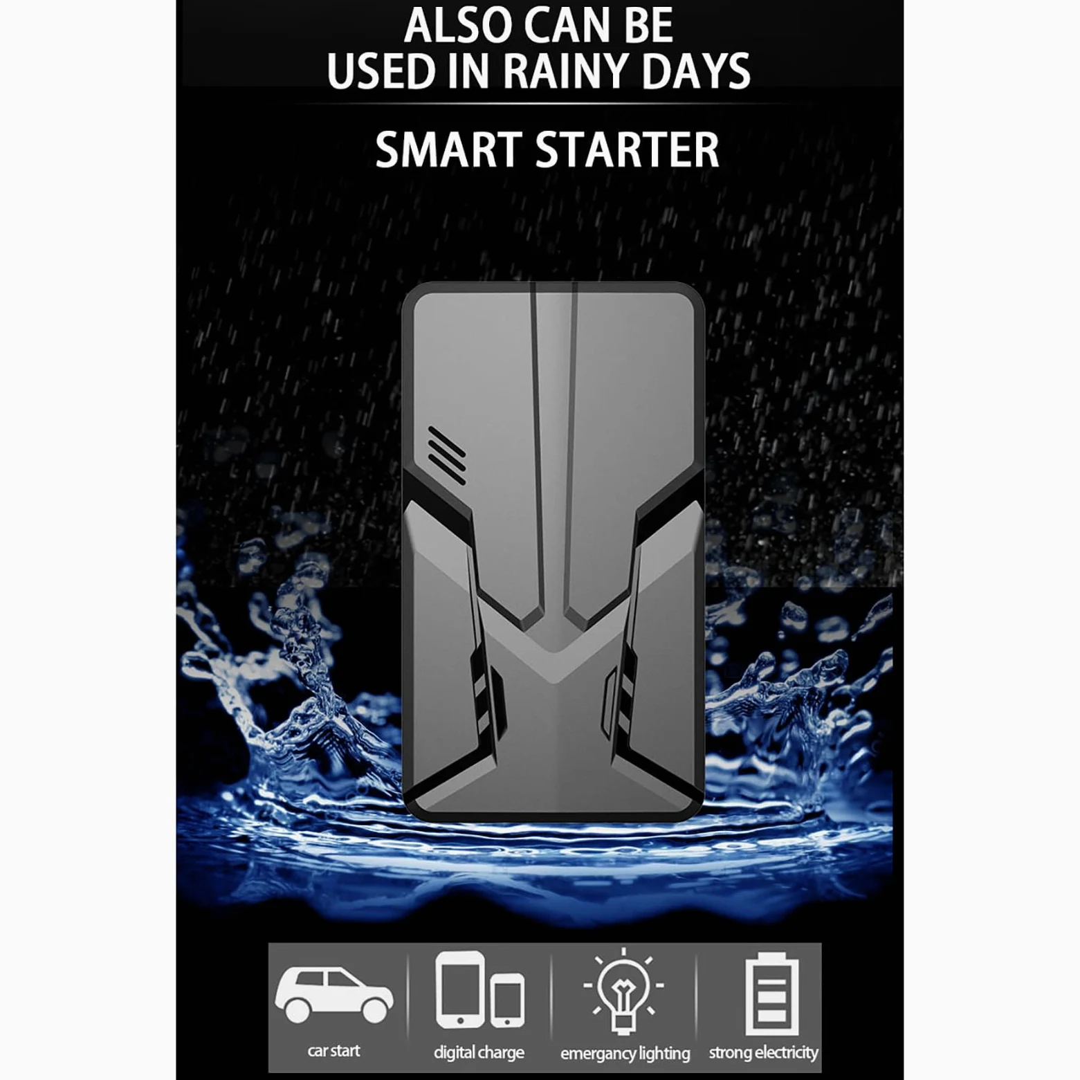 Arrancador de Batería de Coche, Potenciador de Arranque de Emergencia, Caja de Salto Automático de 12V con Luz LED y Clip Inteligente, Potenciador de Batería Portátil
