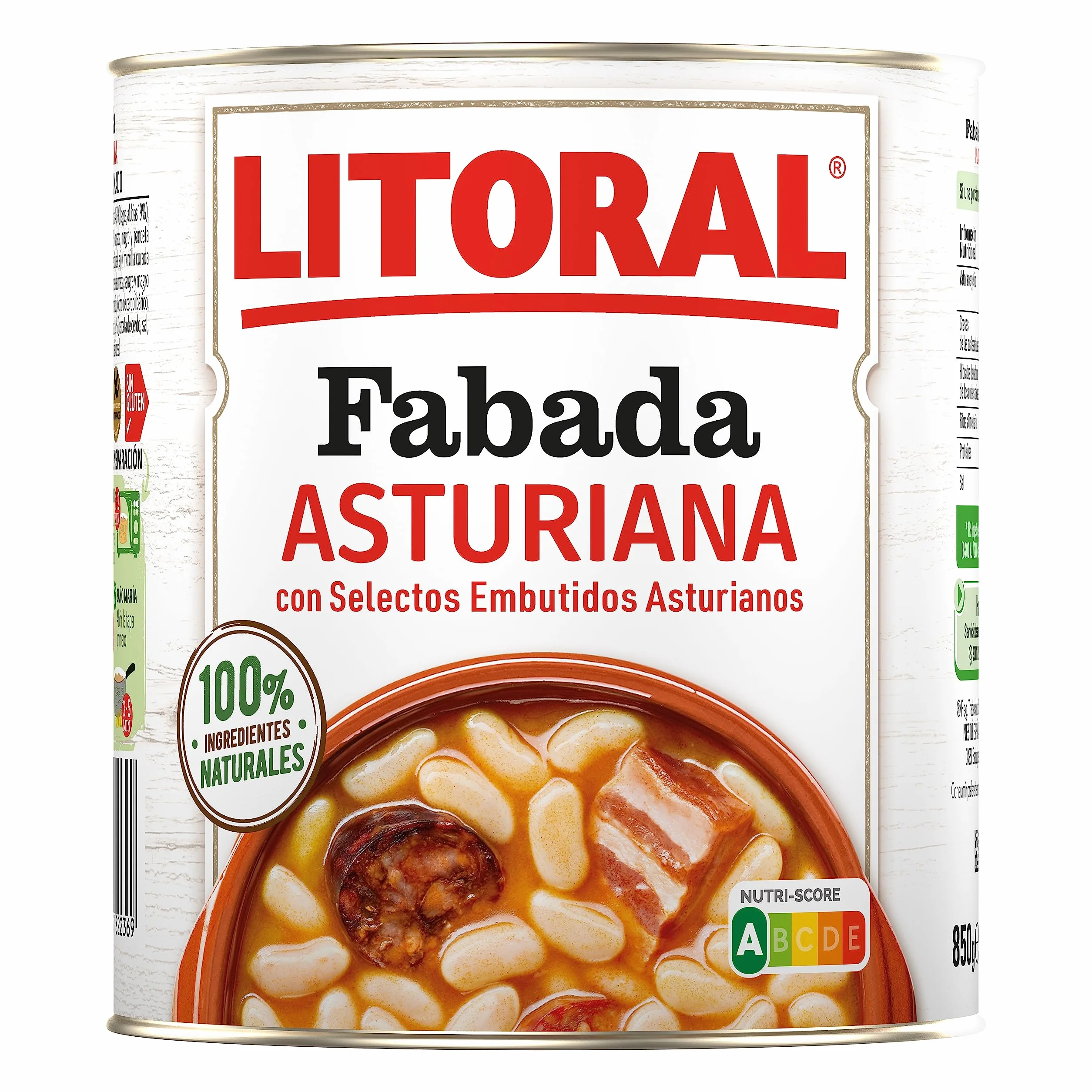LITORAL Fabada Asturiana Plato Preparado Sin Gluten 6x850g