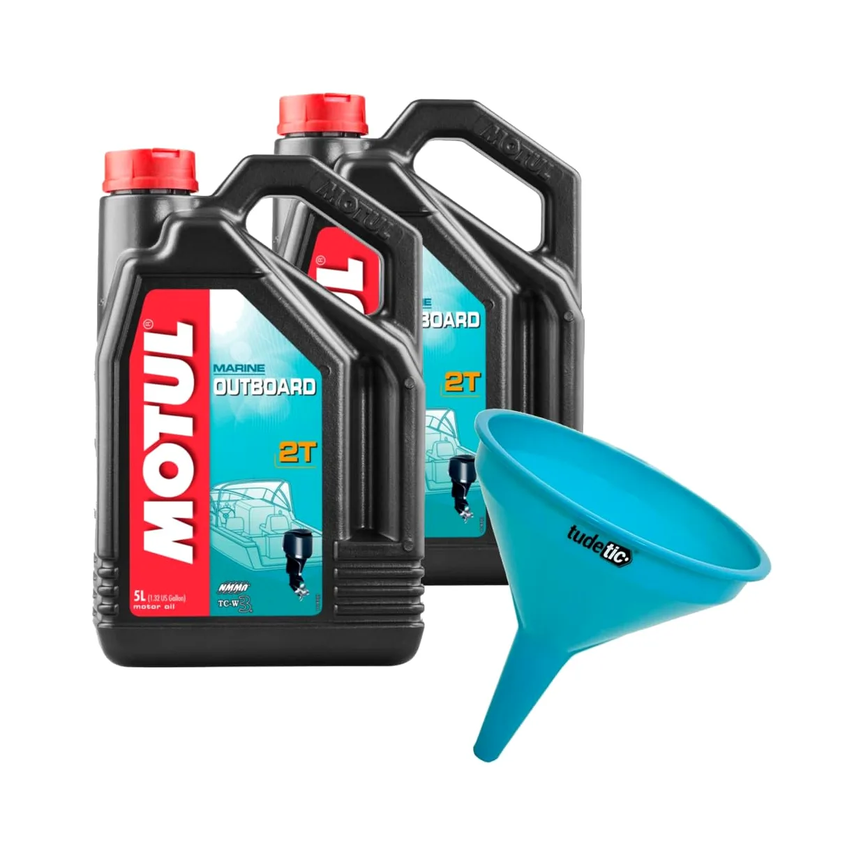 Kit de 2X Aceite de Motor Náutico + Embudo Outboard 2T 5L KT-178
