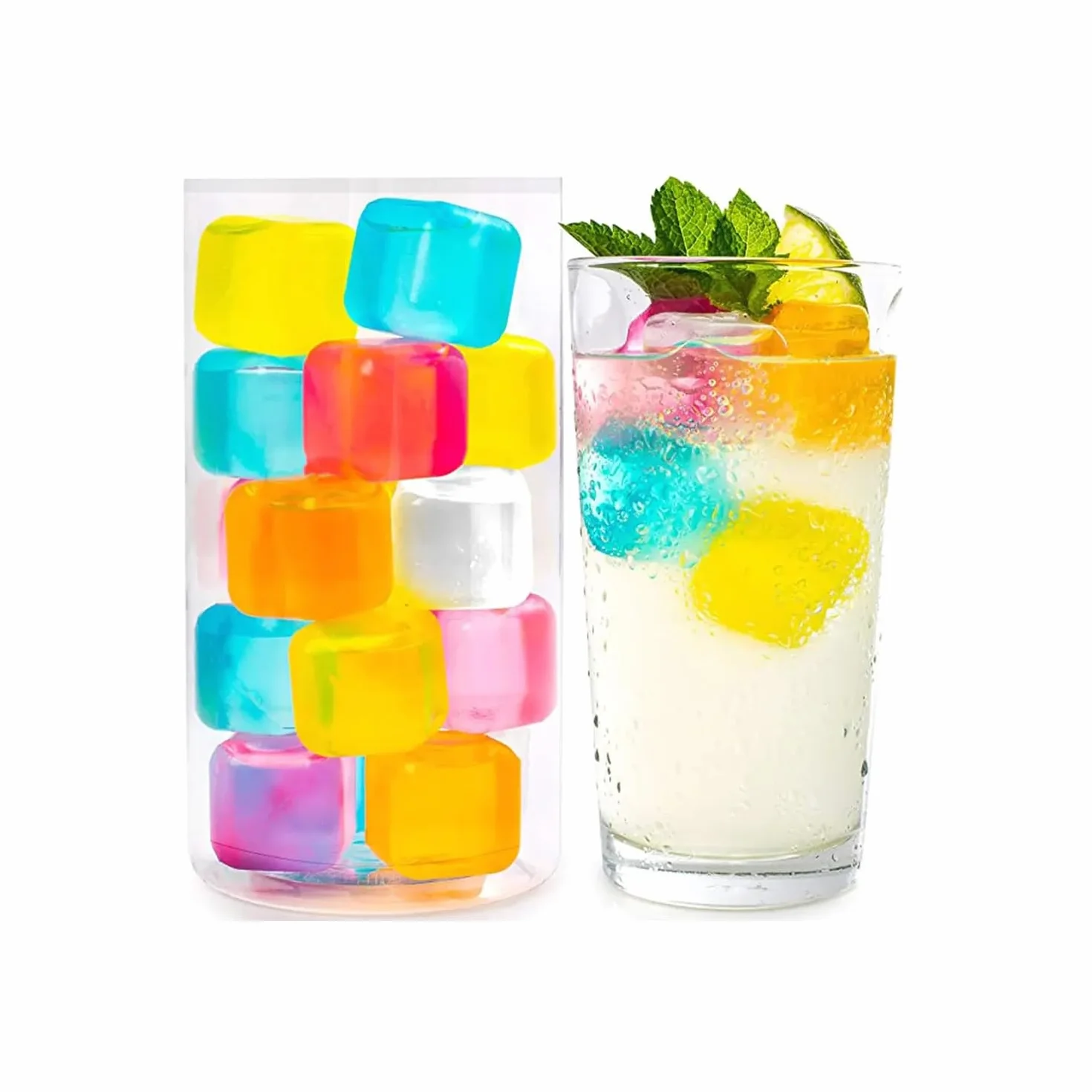 Cubitos de hielo reutilizables sin BPA, juego de 20 piezas de colores, ecológicos para bebidas y cócteles