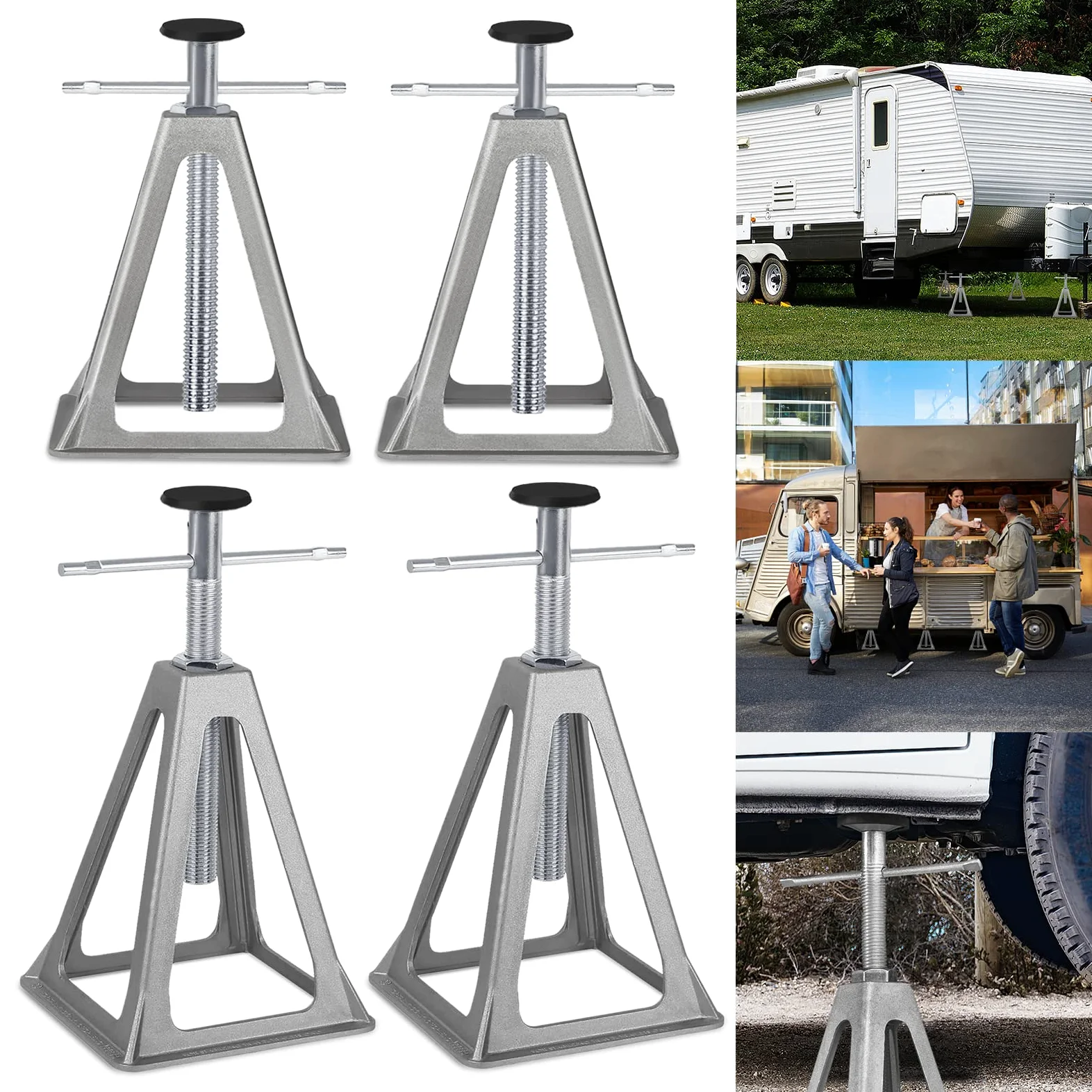 YRHome Juego de 4 soportes de aluminio para caravanas hasta 1000 kg