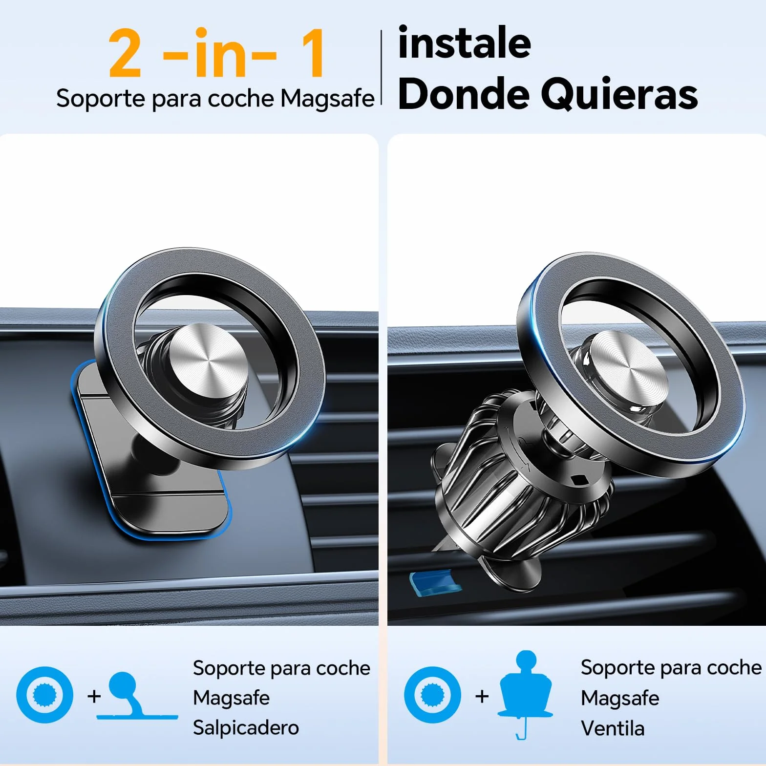 Coolpow Soporte Móvil Coche Magsafe Imanes 360° Rotación para iPhone 17 16