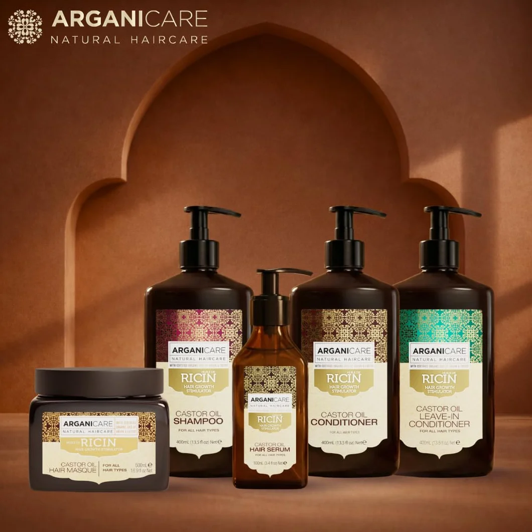 Arganicare Champú crecimiento cabello aceite ricino argán orgánico 400 ml