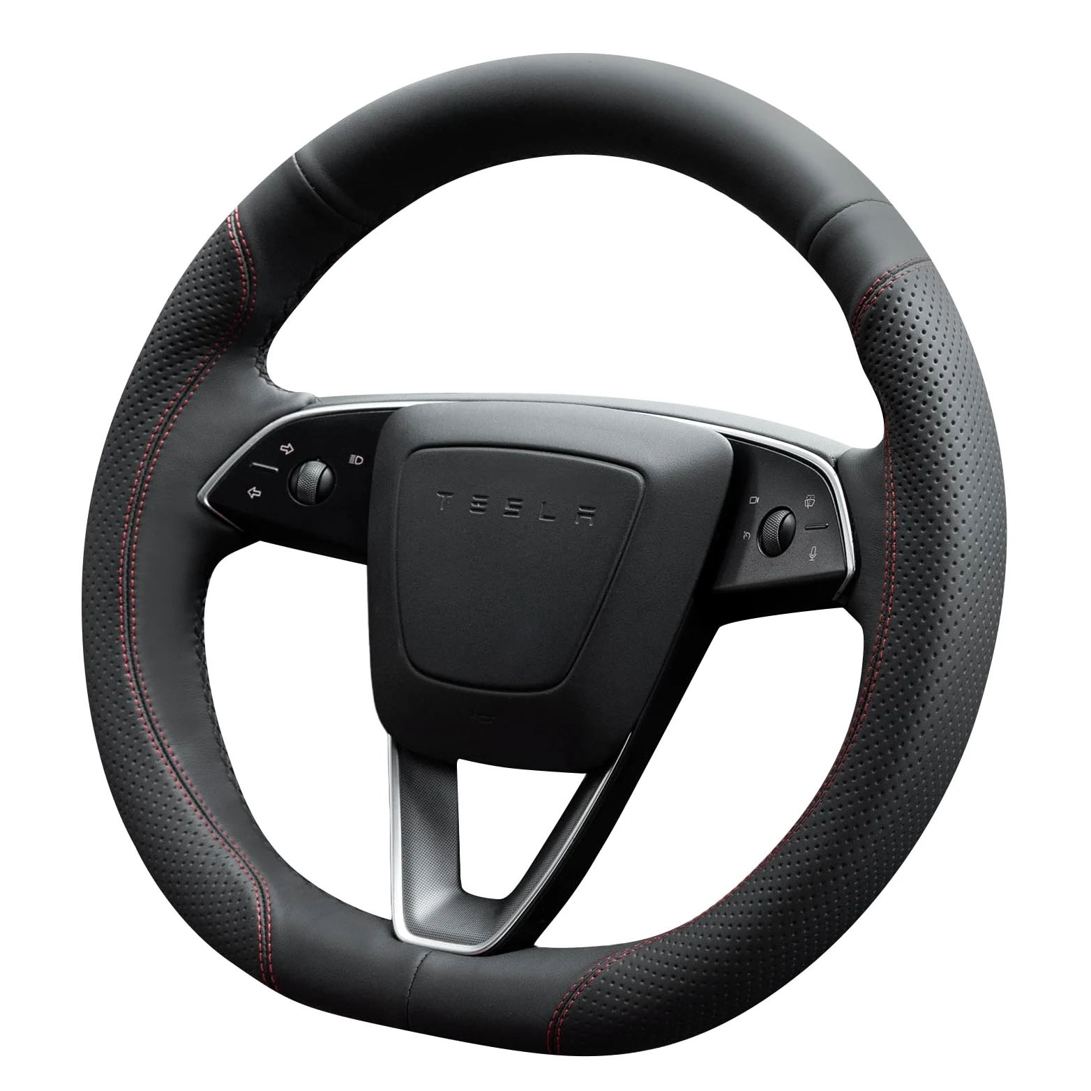 MEWANT Funda para volante de piel de microfibra auténtica de fácil costura de 30 minutos, compatible con Tesla Model 3 Highland 2023-2026 Model Y Juniper 2025-2026, compatible con calentador, ajuste