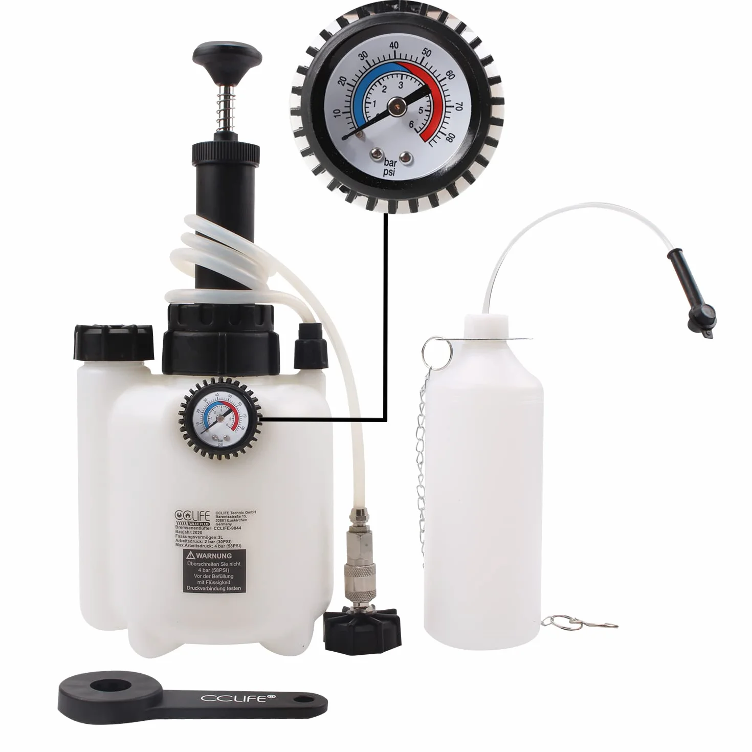 CCLIFE 3L Purgador Frenos Coche Equipo de Purga de Frenos Kit Cambio Liquido Frenos Brake Bleeder Kit