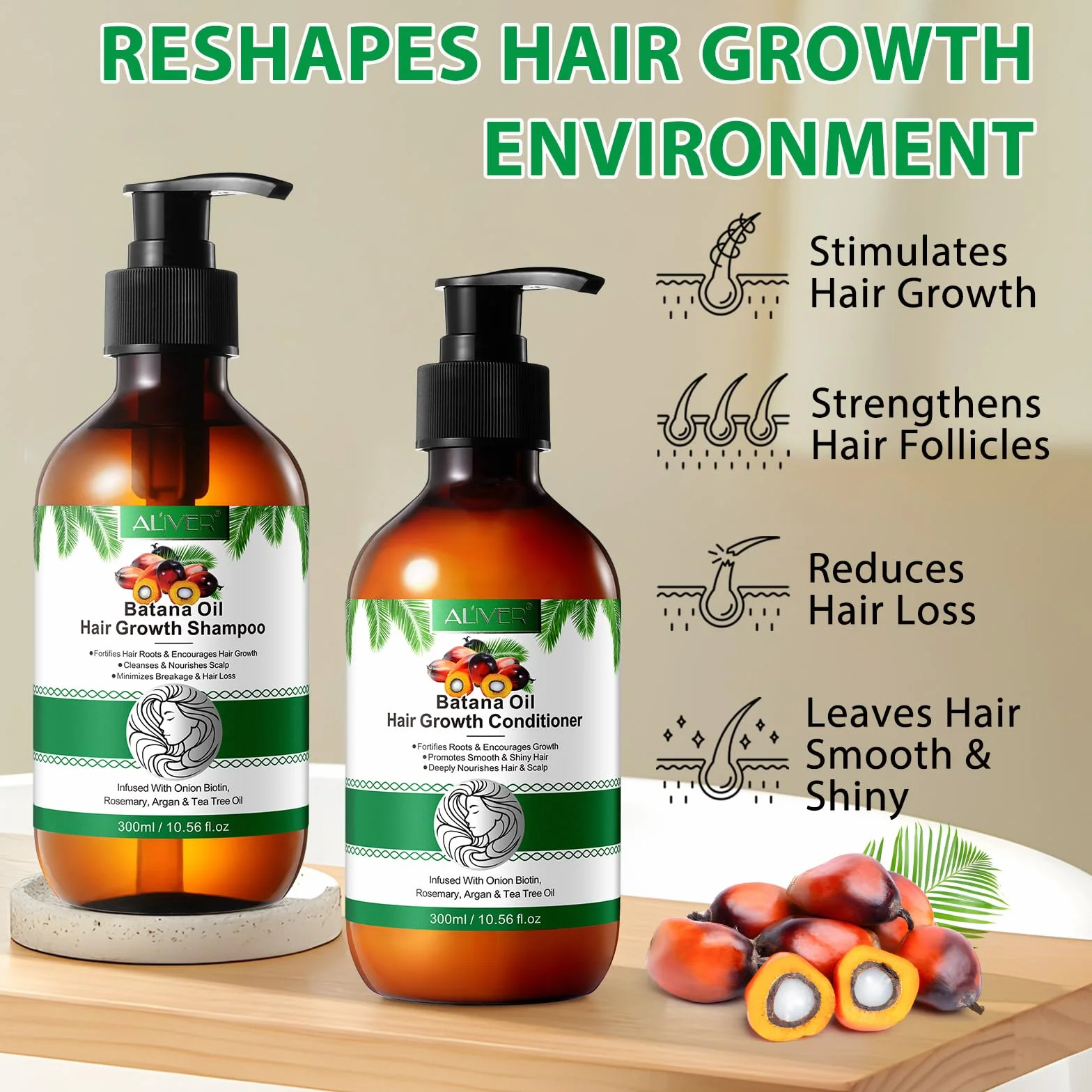 Batana Oil Shampoo und Conditioner Set, Clarificante Haarwachstumskur für dünendes Haar