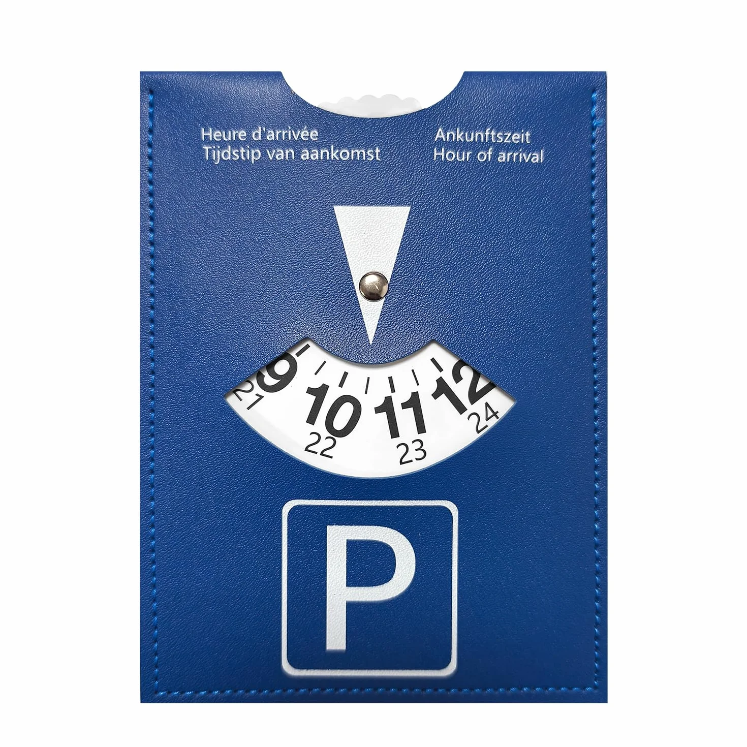 Discos de aparcamiento de lujo maxi de piel sintética suave, modelo de lujo para uso en toda Europa, reloj de parquímetro, accesorio universal para coche, moto, autocaravana (azul)