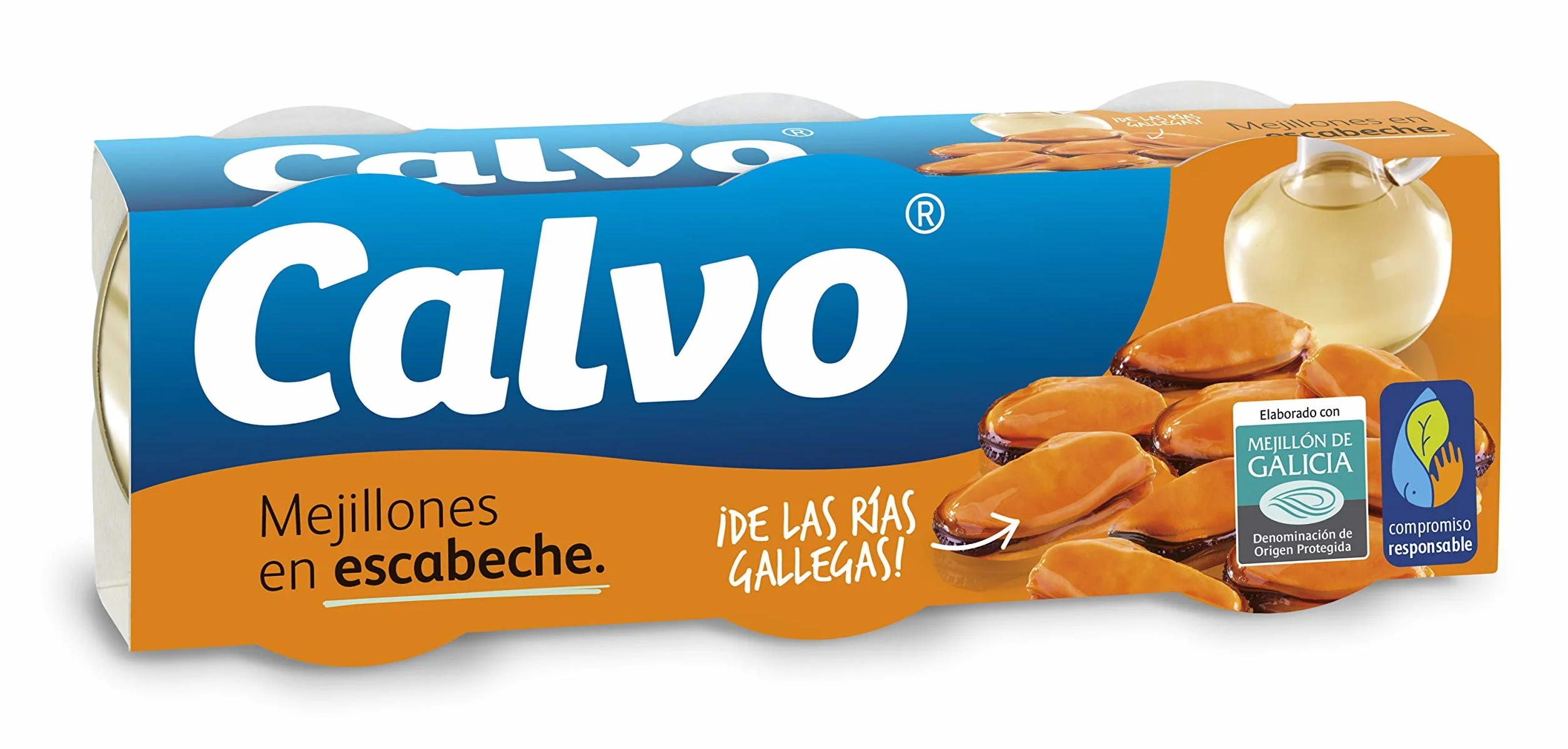 Calvo Mejillones en escabeche 3 Unidad Paquete de 5