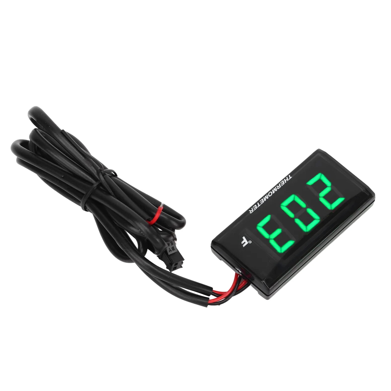 Termómetro digital para motocicleta, DC 12 V, medidor de temperatura del agua ultrafino con adaptador de sensor de 18 mm y pantalla LCD, higrómetro digital, medidor de temperatura de humedad (verde)