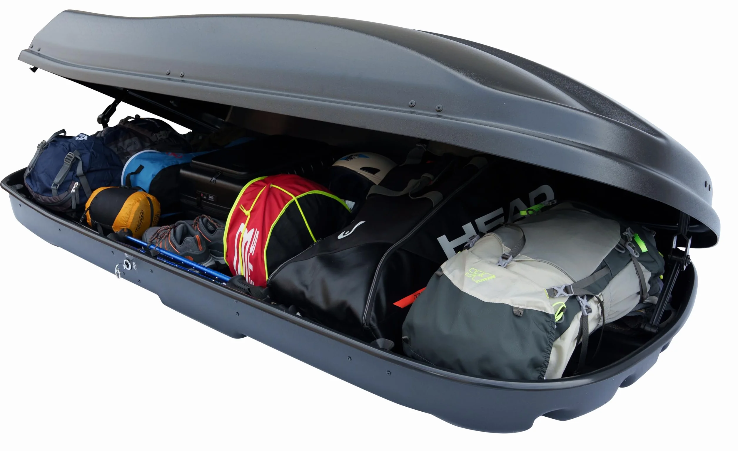 Farad Cofre de Techo Marlin 680L Negro Brillante - Doble Apertura Lateral, Homologación TÜV-GS, Garantía 5 años, Cerradura centralizada con Llave de Seguridad, Resistente a los Rayos UV