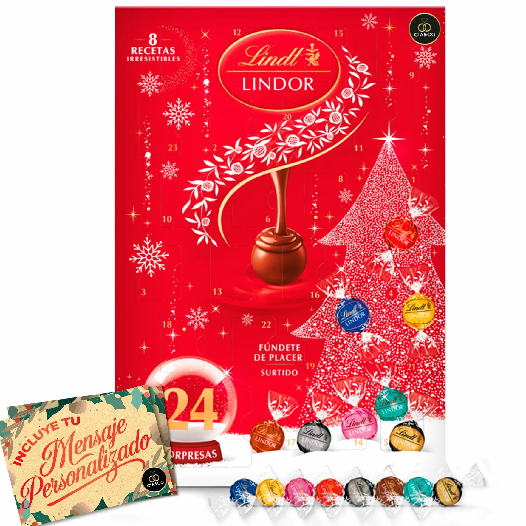 Calendario de Adviento LINDT LINDOR 2025 24 Bombones Gourmet 312 g Regalo Navideño Premium