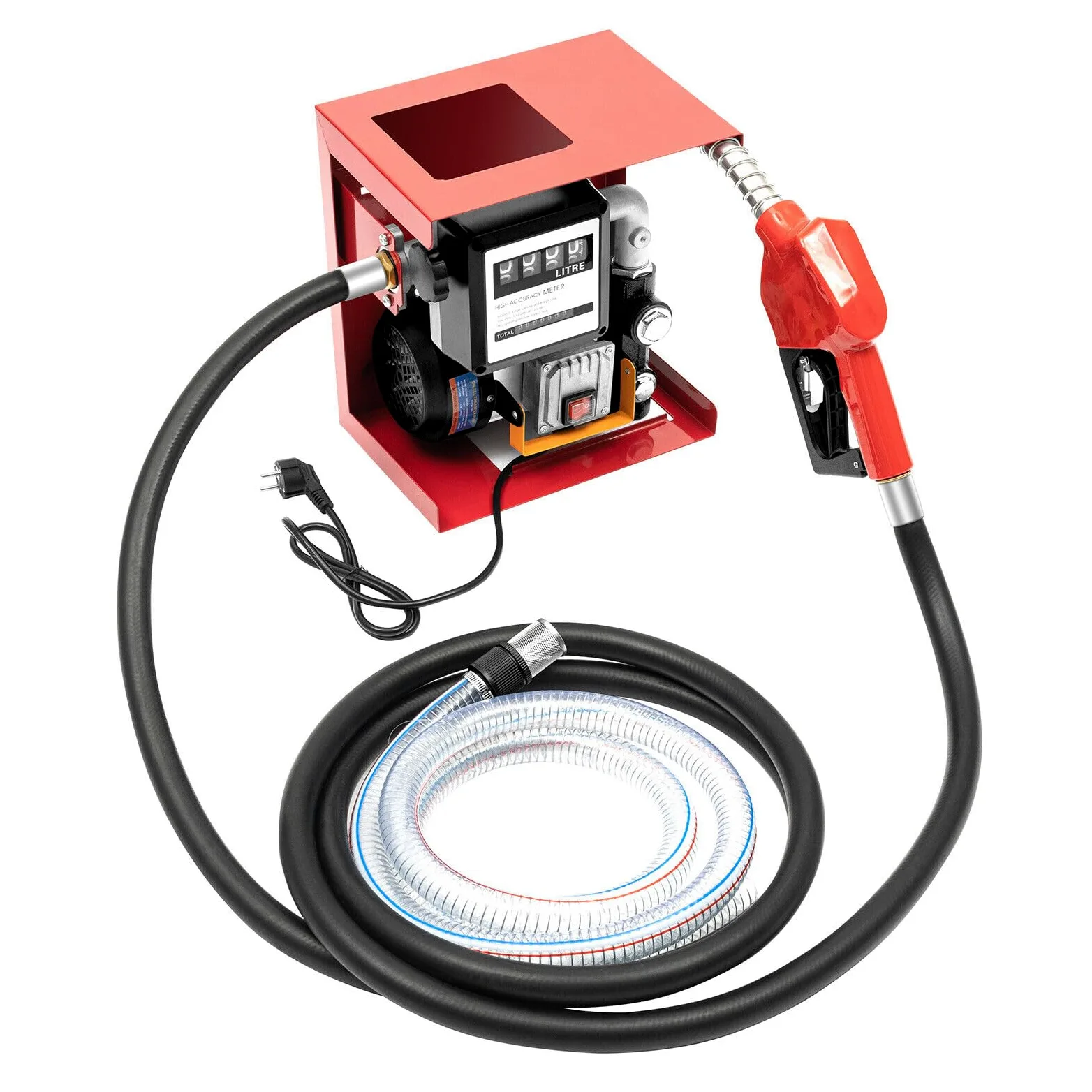 Bomba diésel autocebante, bomba de aceite de calefacción, bomba de aceite 60L/min, bomba de combustible profesional con pistola automática, contador de manguera, 220 V, 550 W