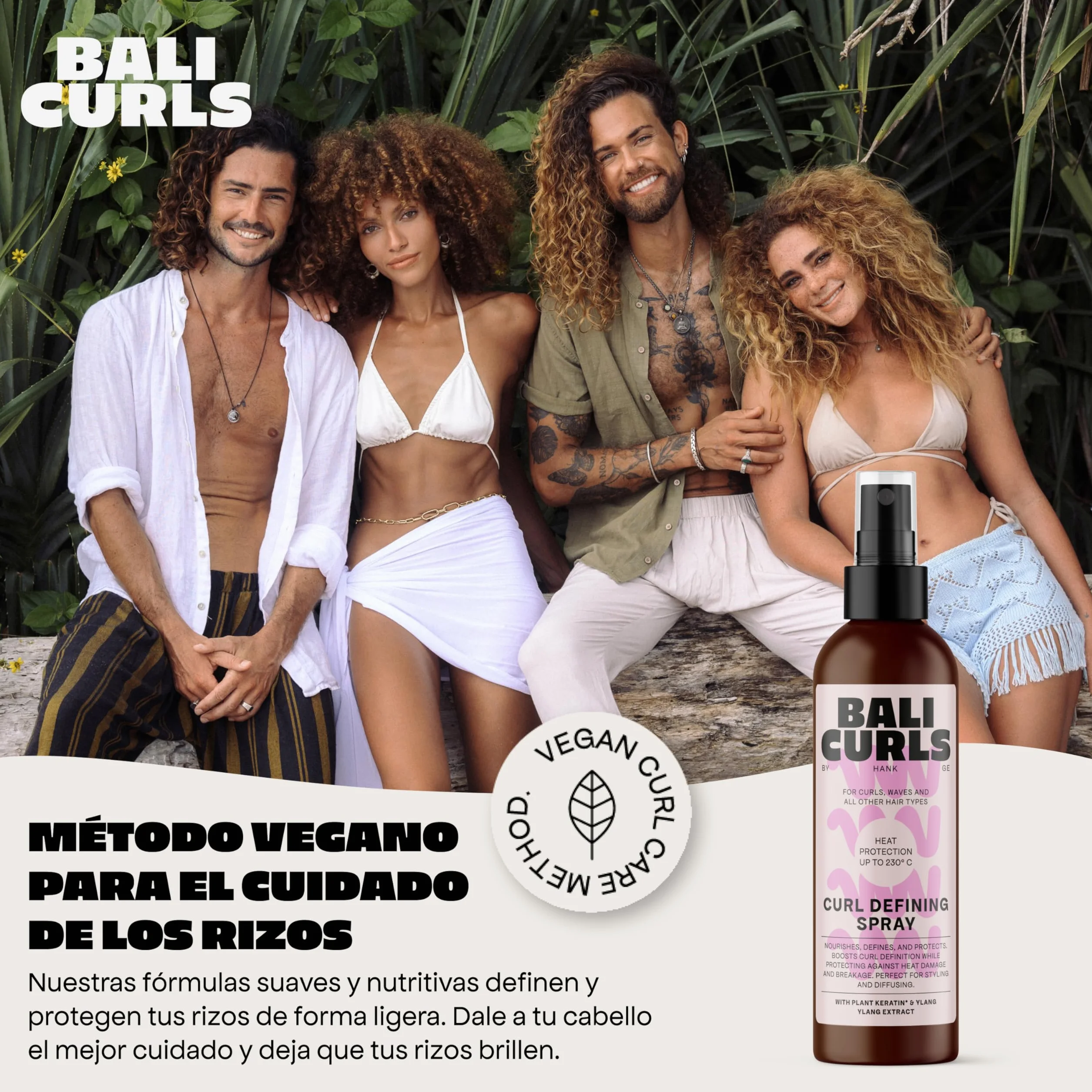 Bali Curls Curl Leave In Spray Difusor Protector del Calor - Spray termoprotector para cabello rizado - 150 ml