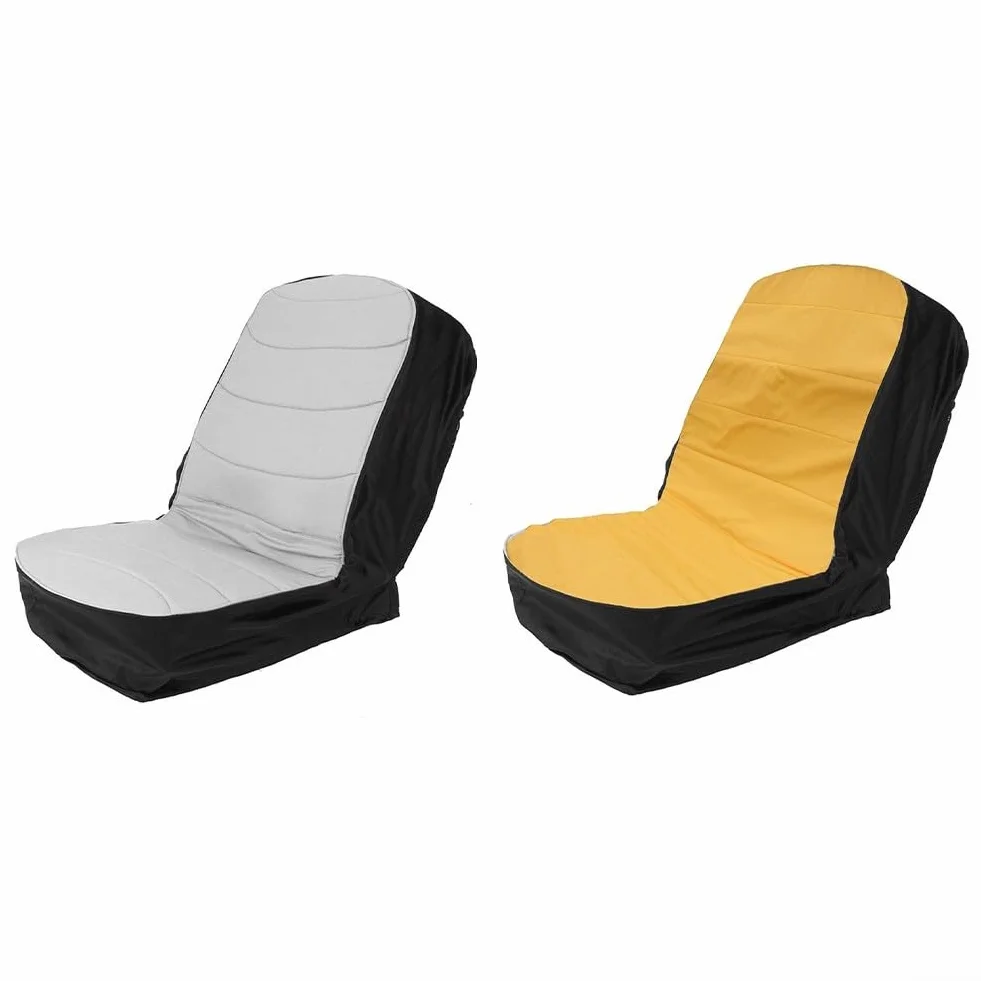 Funda para asiento de tractor con tela impermeable, cordón elástico y bolsillos traseros para cortacésped y tractores agrícolas (gris)
