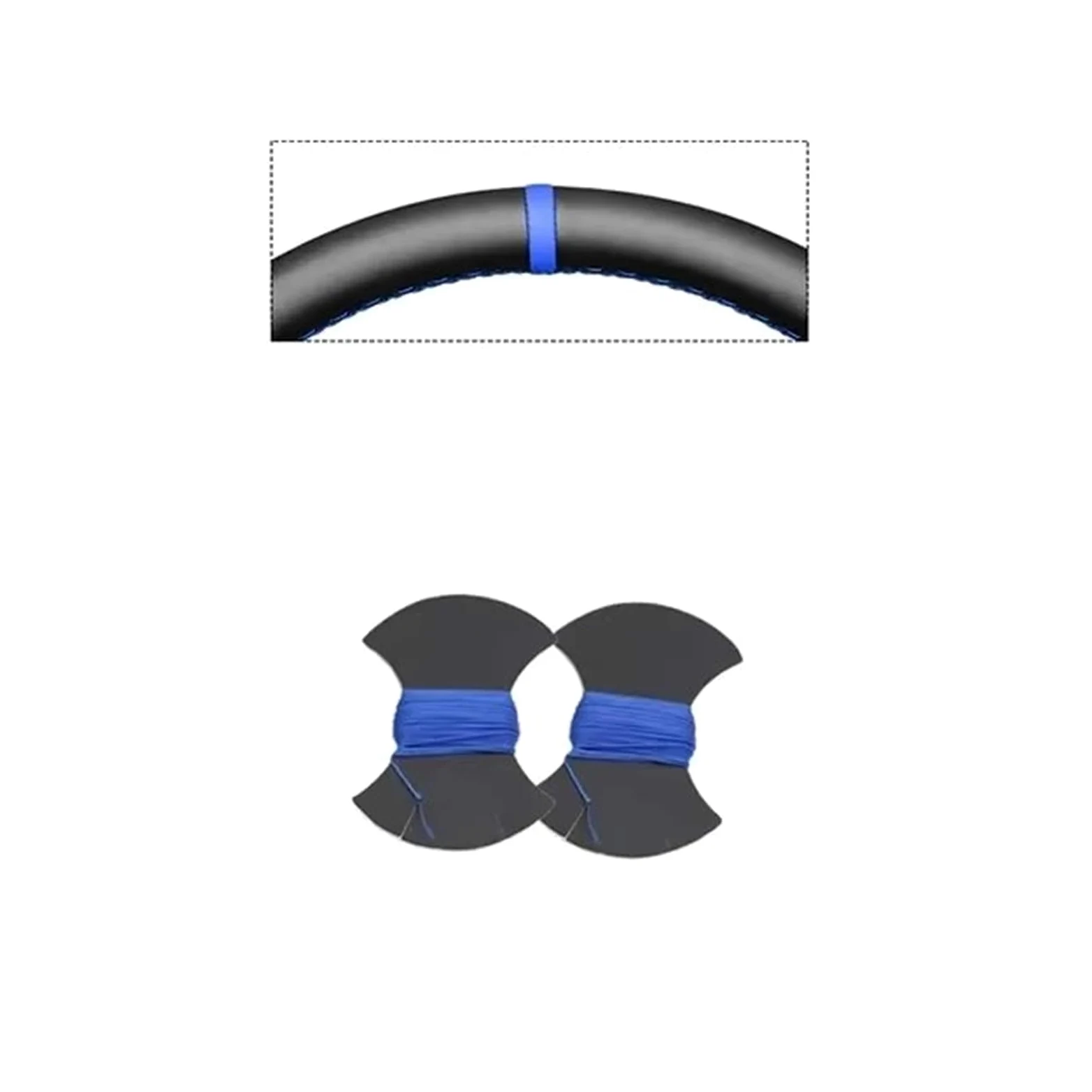 Cubierta Volante Fundas Volante Para Peugeot 207 Para CC 2012 2013 2014 Funda Volante Coche Cuero Gamuza Artificial Negro(Blue Marker)