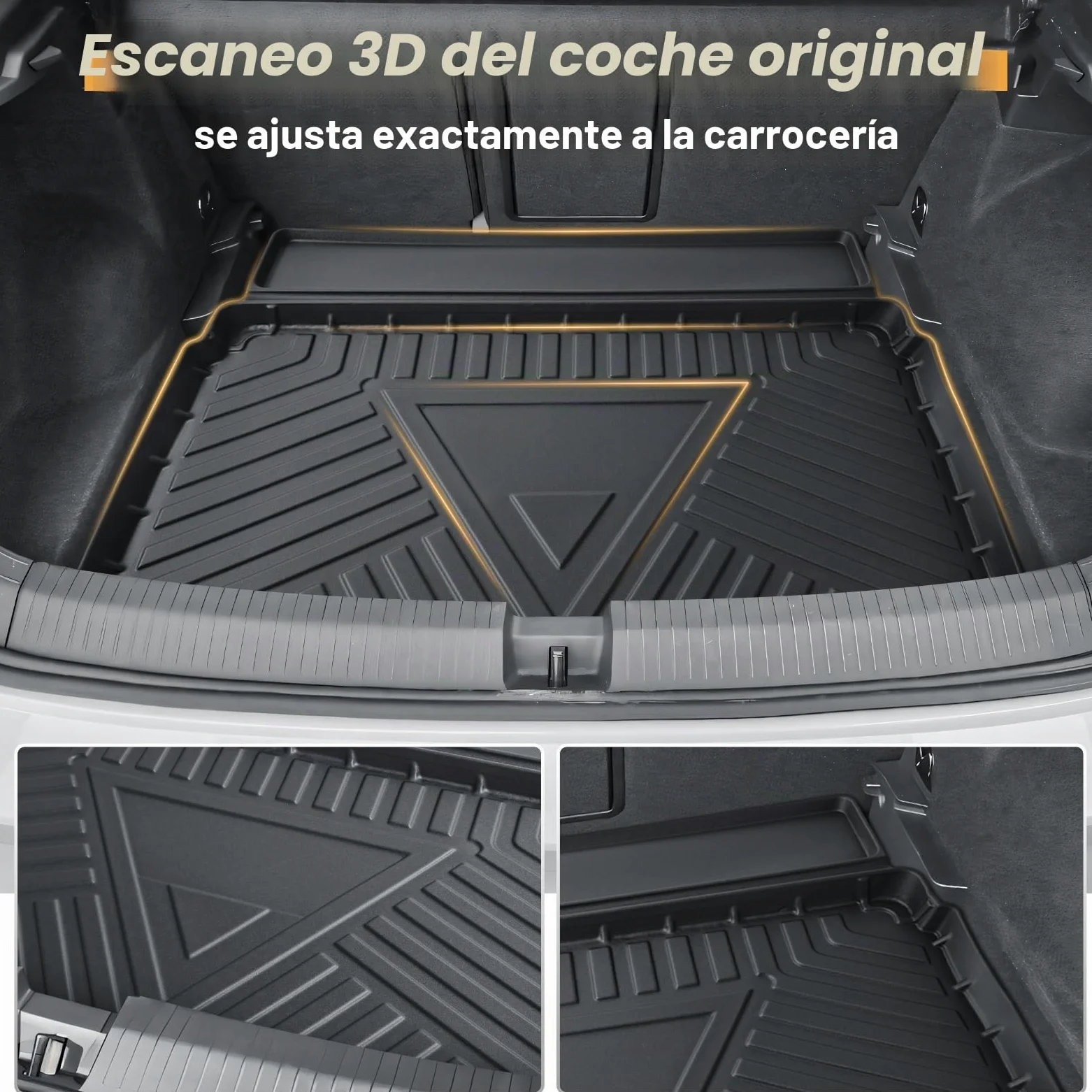 ECOZEN Alfombrilla Maletero 3D para VW Tango ROC 2018-2025 TPE (Inferior) Alfombrilla de Goma para Maletero, Impermeable Antideslizante, Borde Alto, Todo Clima, Alfombrilla Maletero para VW T ROC