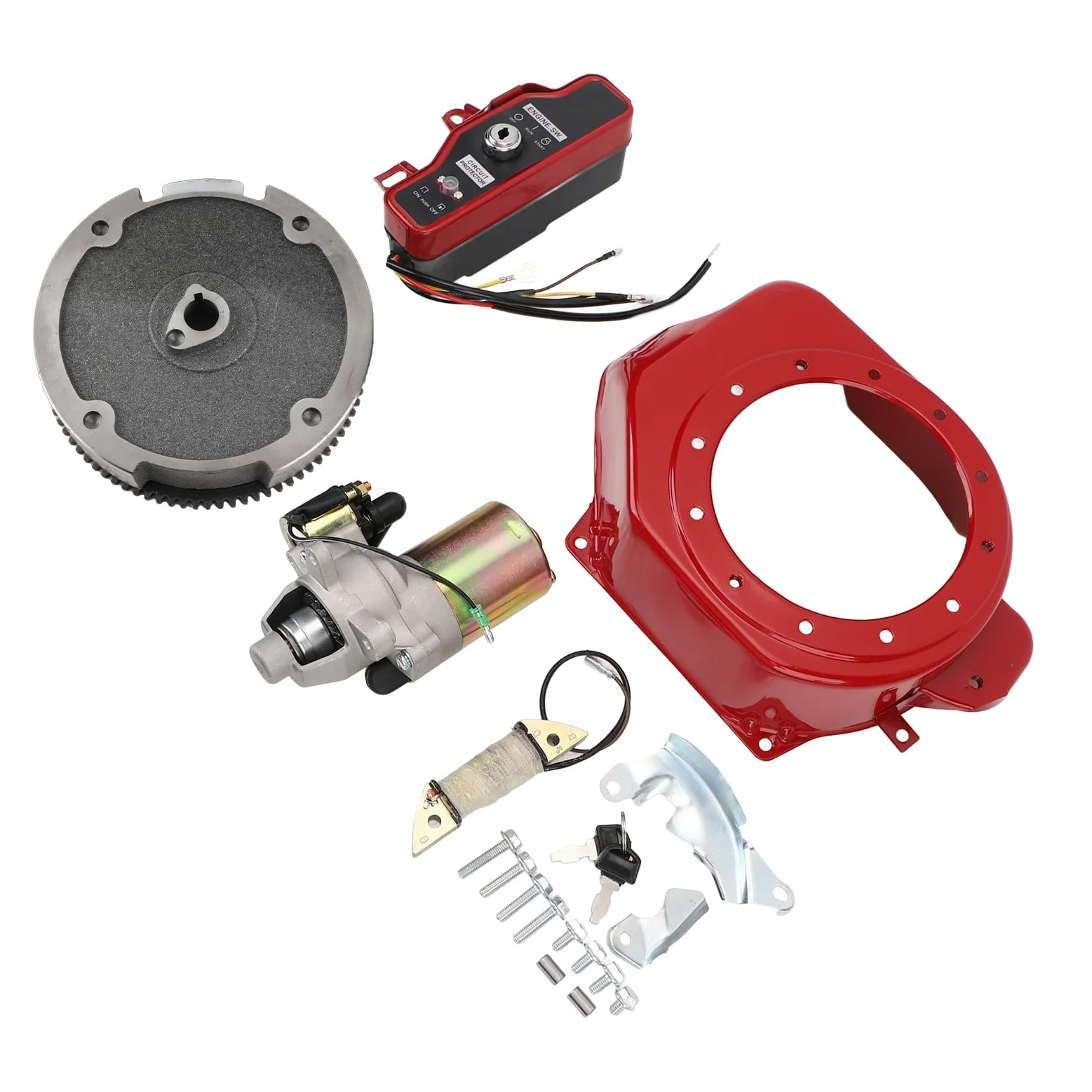 Tapa de Motor de Arranque Gx160 Motores de 4 Tiempos GX200 - Motor de Arranque CompletoCaja de Encendido Tapa de Volante Kit de de Eléctrico de Volante de Encendido