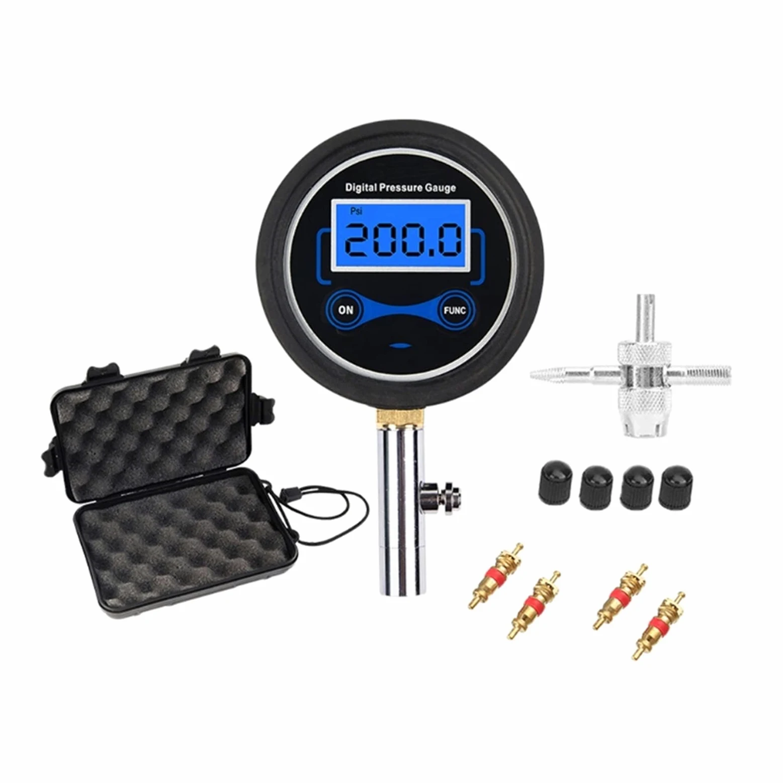 Inflador de neumáticos de Aire para Bicicleta de Coche con manómetro Digital 200PSI LCD presión (F)