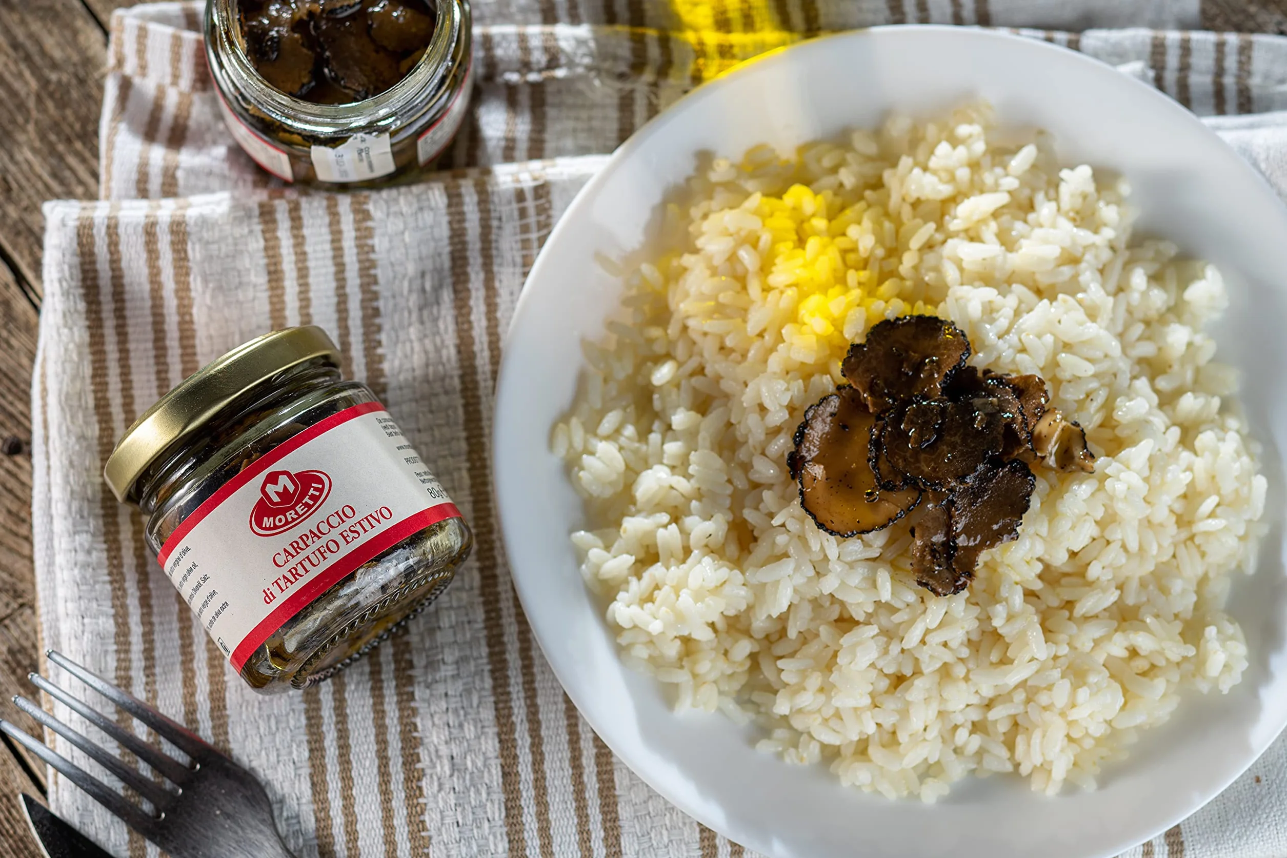 Moretti Carpaccio de Trufa de Verano Trufa negra en rodajas 80g Envasado en Tarro de Cristal Italia