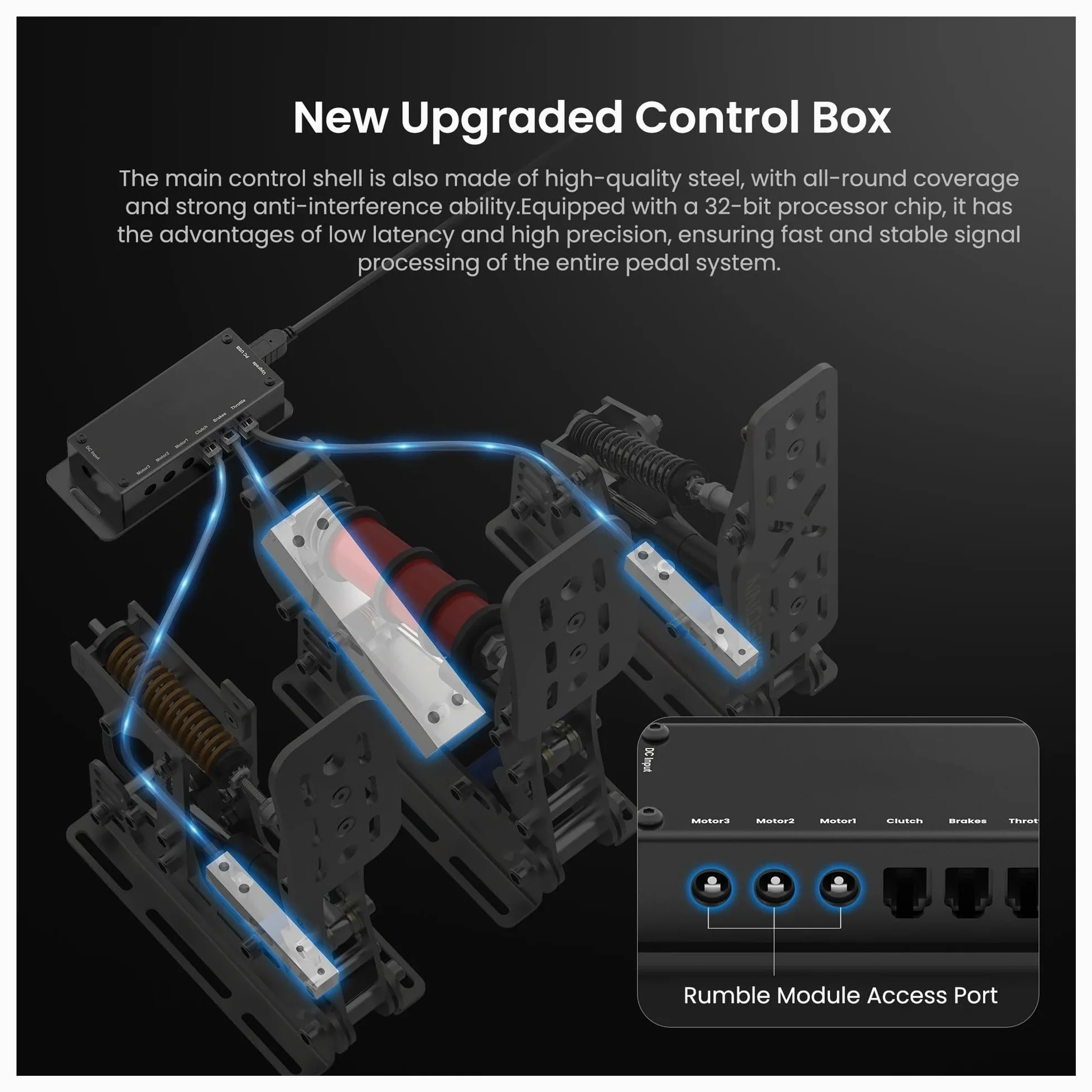 Pedales Freno Pedales Para Simulador De Carreras De PC Con Soporte Para Motor De Vibración Y Accesorios Para Juegos De Conducción Pedal Coche(Black X-P2-H2)