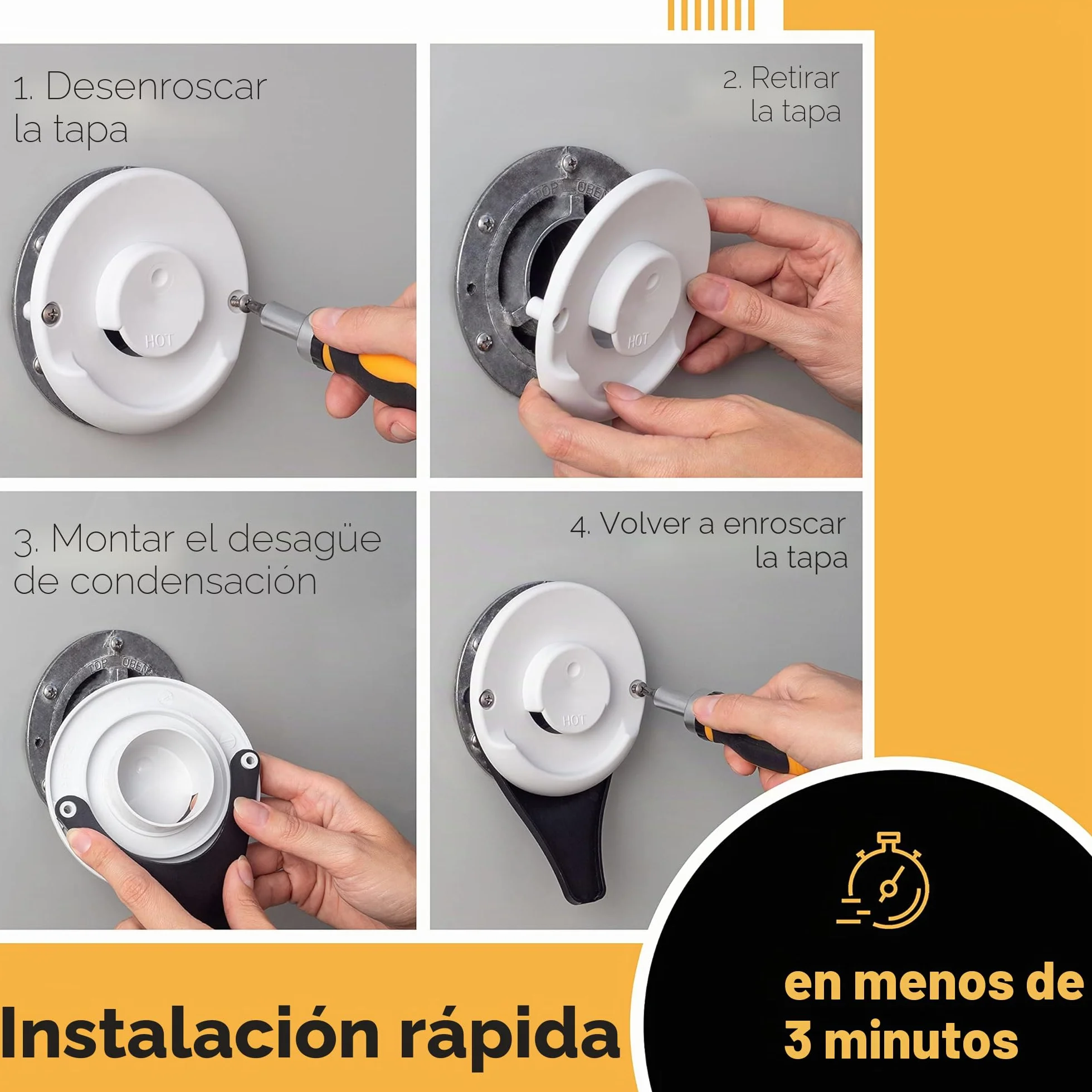 Villkin - Desagüe de condensación (2 unidades) para autocaravana compatible con calefacción Truma (distancia entre orificios de 96 mm) – Desagüe para cubierta de chimenea de caravana