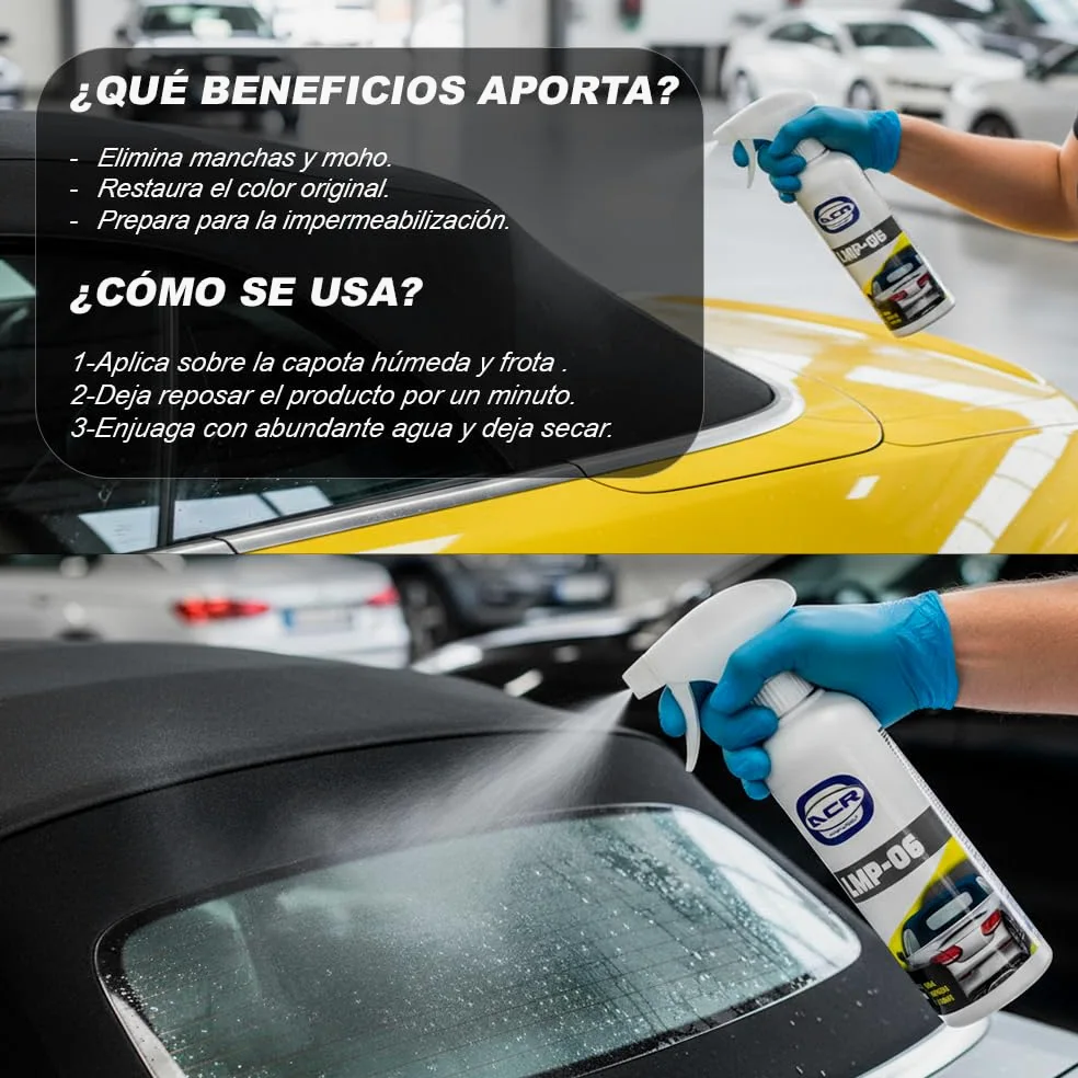 Limpiador para capotas de coche cabrio- Protector para techos convertibles de tela y lonas. (1 litro)