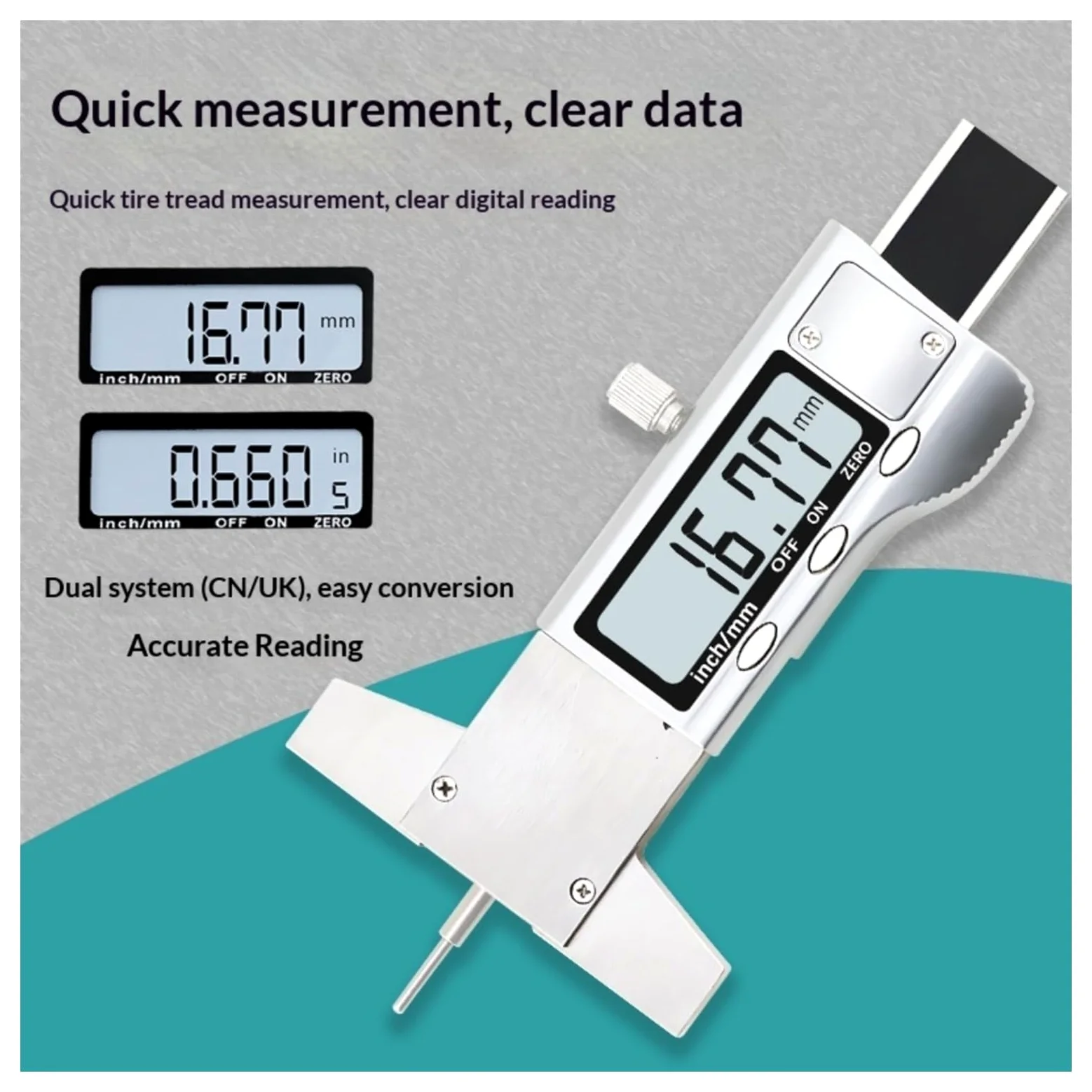 Medidor digital de profundidad de la banda de rodadura de neumáticos 2 uds 0.-25,4mm medidor Digital de profundidad banda rodadura LCD calibre acero inoxidable para coches, camiones