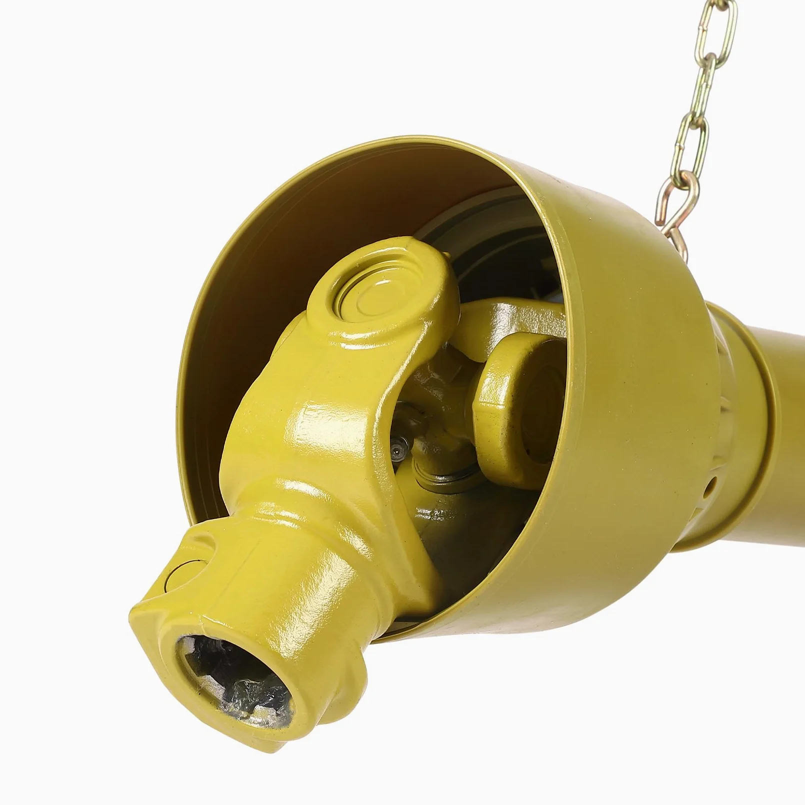 Garvee Eje de Transmisión Cardán Agrícola Serie 4 Toma de Fuerza con Tubo Telescópico Acero 1000-1400 mm Junta Universal Extremo de 6 Estrías y Redondo de 35 mm para Desbrozadora Tractor amarillo