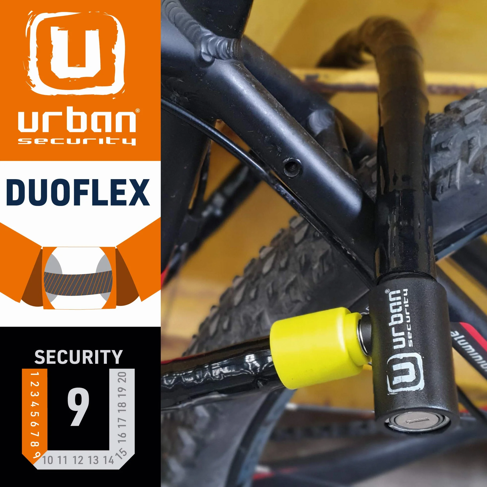 URBAN UR5100 Candado Moto y Bicicleta, Cable de Acero Reforzado con Blindaje Articulado Muy Flexible Fácil de Llevar, Cerradura Alta Seguridad, Antirrobo Moto Bici Eléctrica Scooter Patinete, 100cm