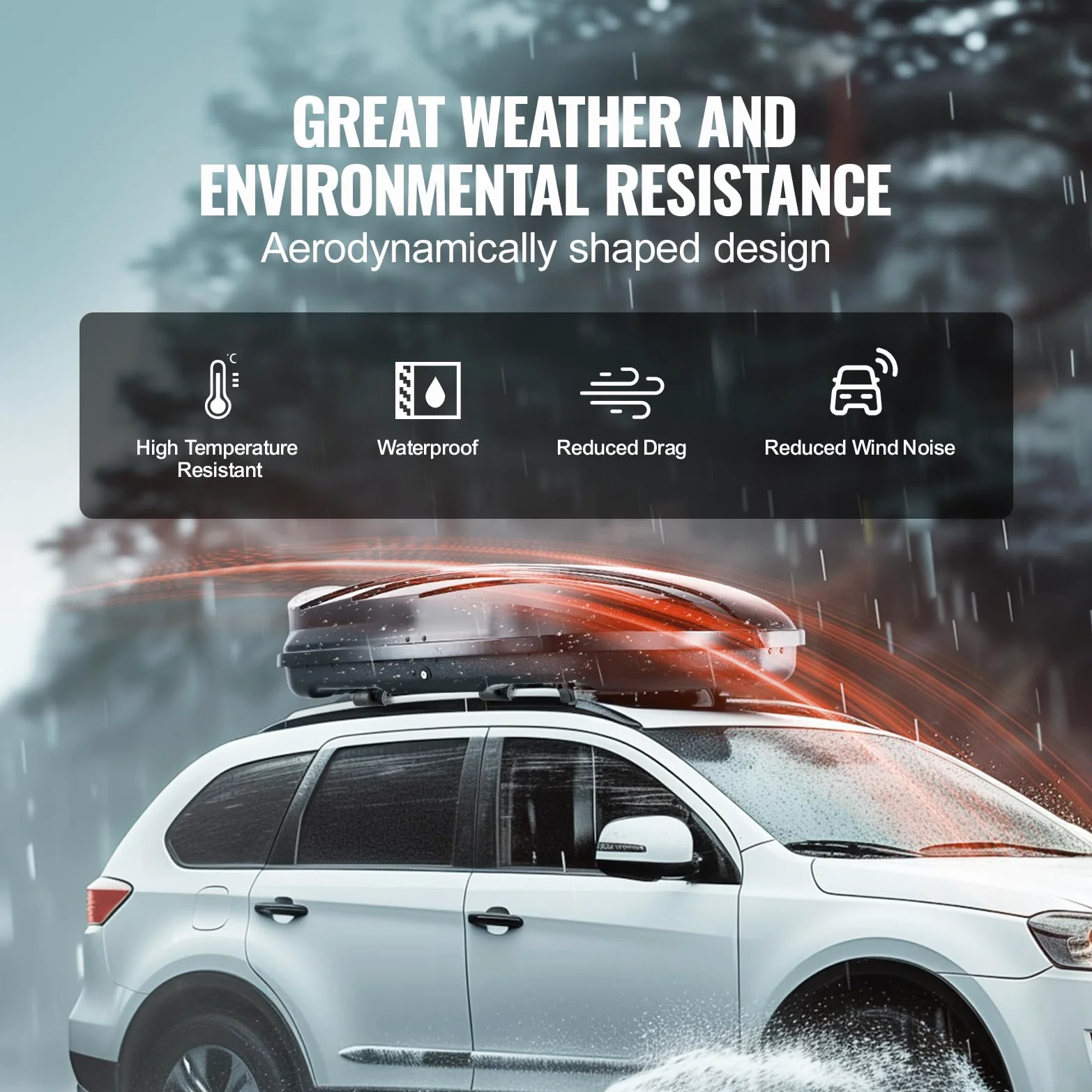 VEVOR Cofre de Techo 340 L Portaequipajes de Techo Rígido de ABS con Apertura de Doble Cara 2 Correas Reforzadas Aerodinámico Maletero Techo Coche para la Mayoría de Travesaños, Coche, SUV, Negro