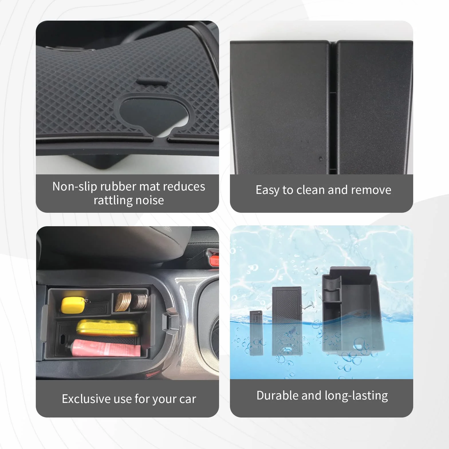 CDEFG Compatible con Nissan Juke F16 2019-2025 2026 Caja de almacenamiento Consola Central Apoyabrazos Interior Center Armrest Storage Box, Con Tapete Antideslizante Juke Hybrid 2025 Accesorios