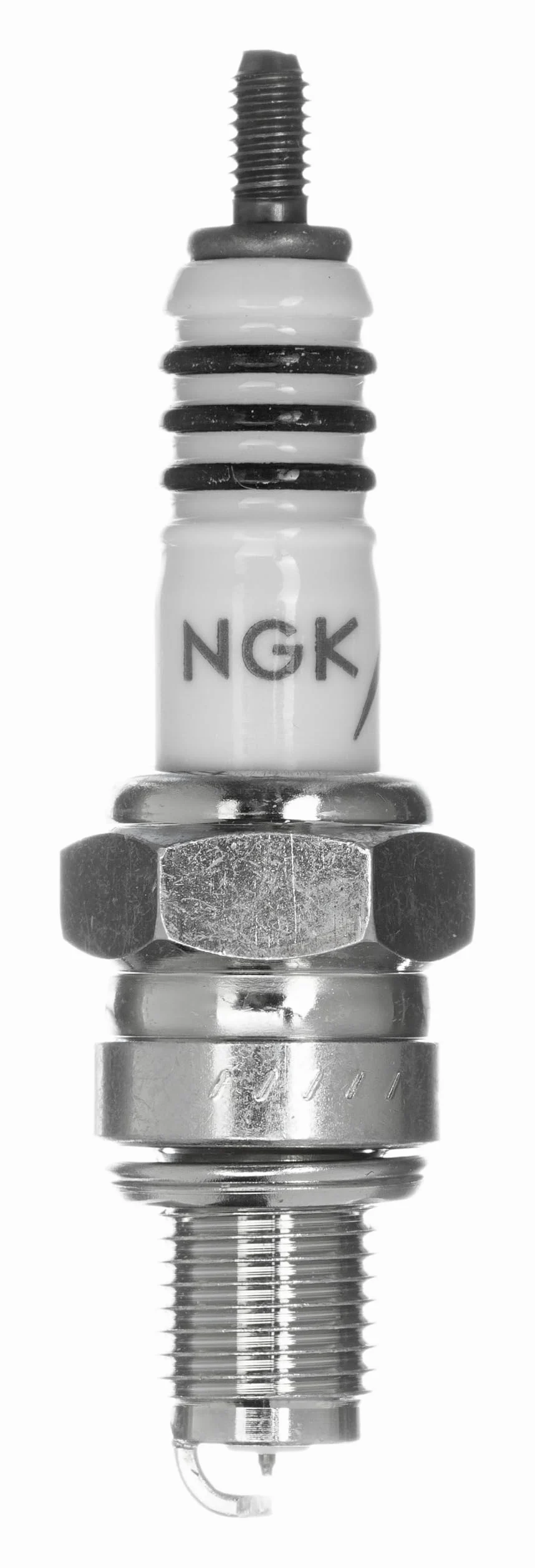 NGK Bujía de encendido 7669 Versión de conexión M4 Electro central Iridio Electrodo de masa supresión de interferencias 5 kOhm con asiento de estanqueidad plano Ancho de llave: 16 mm Long. de rosca: