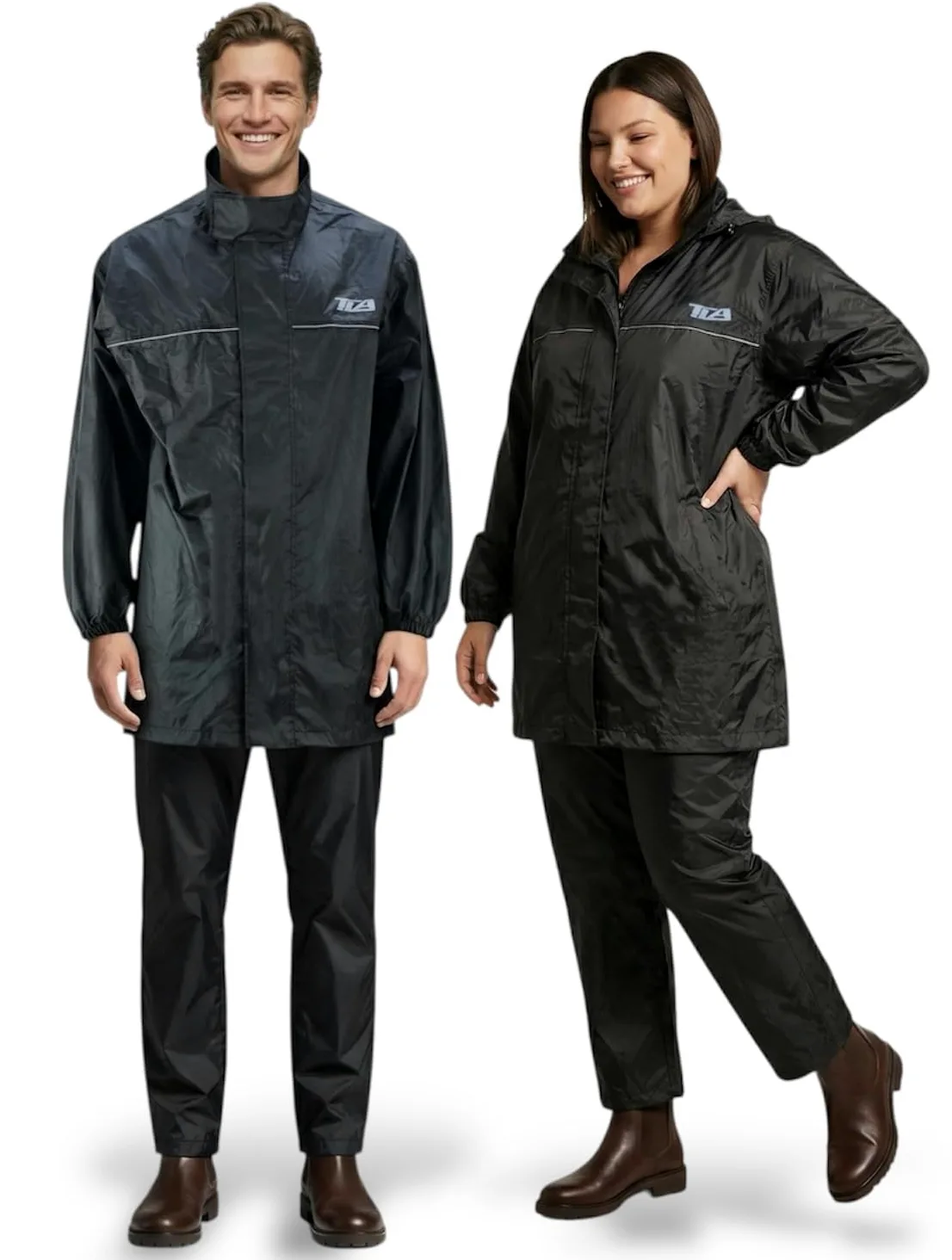 TLA RAIN traje moto impermeable a prueba de lluvia | Chubasquero Moto anti-agua totalmente reflectante | Mono impermeable unisex de 2 piezas para motos, scooters, quads y bicicletas