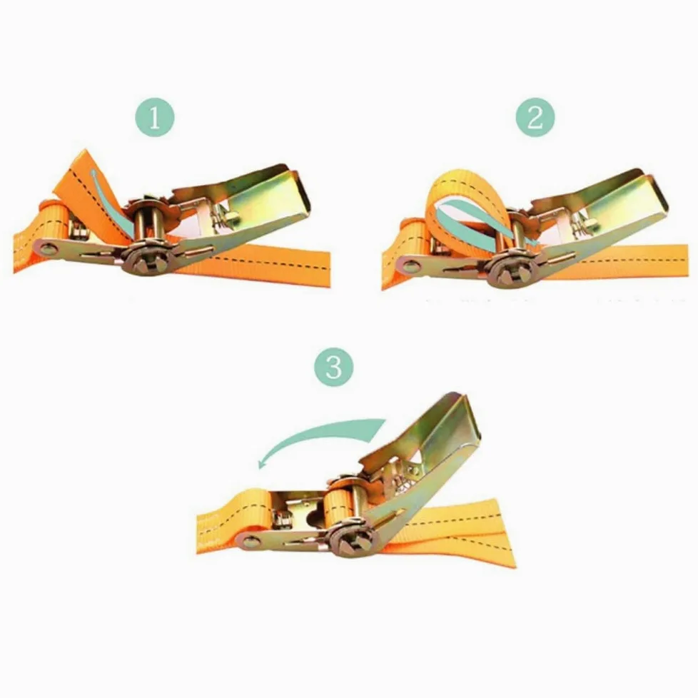 AGAATI 4 Paquetes de Correas de trinquete con Ganchos Planos adecuados para la construcción de Granjas de Camiones Pesados para Camiones (Color: Naranja, tamaño: 25 mm x 7 m)
