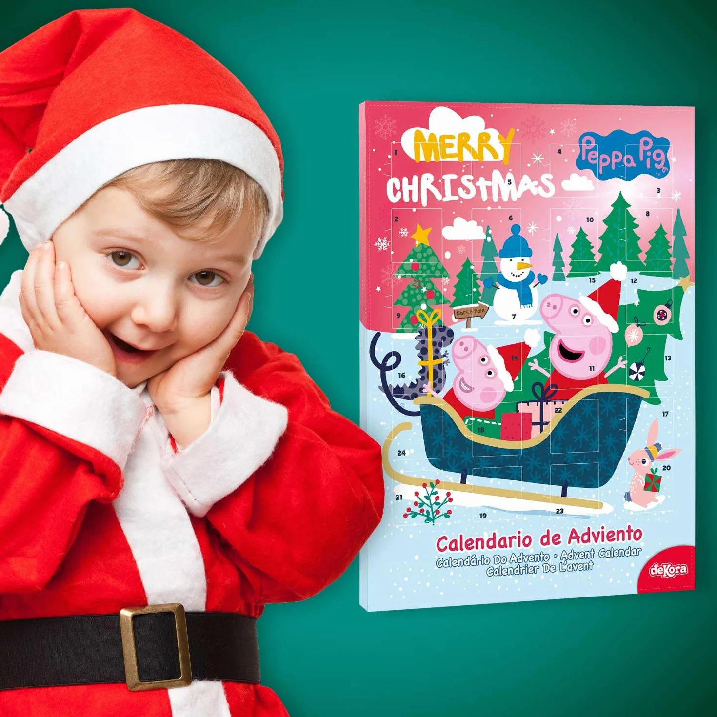 Calendario de adviento Peppa Pig 24 chocolatinas 50g chocolate con leche colorantes naturales Navidad