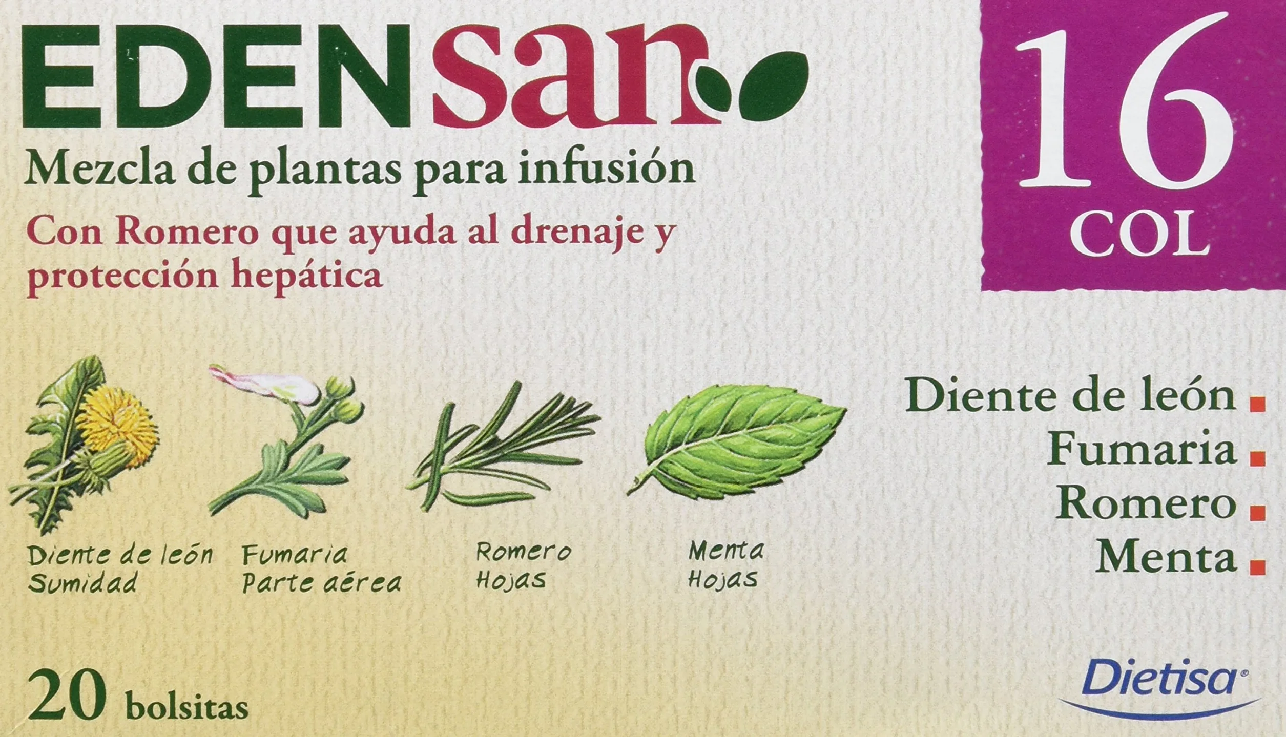 Dielisa Edensan 16 Col Filtros 20 bolsitas