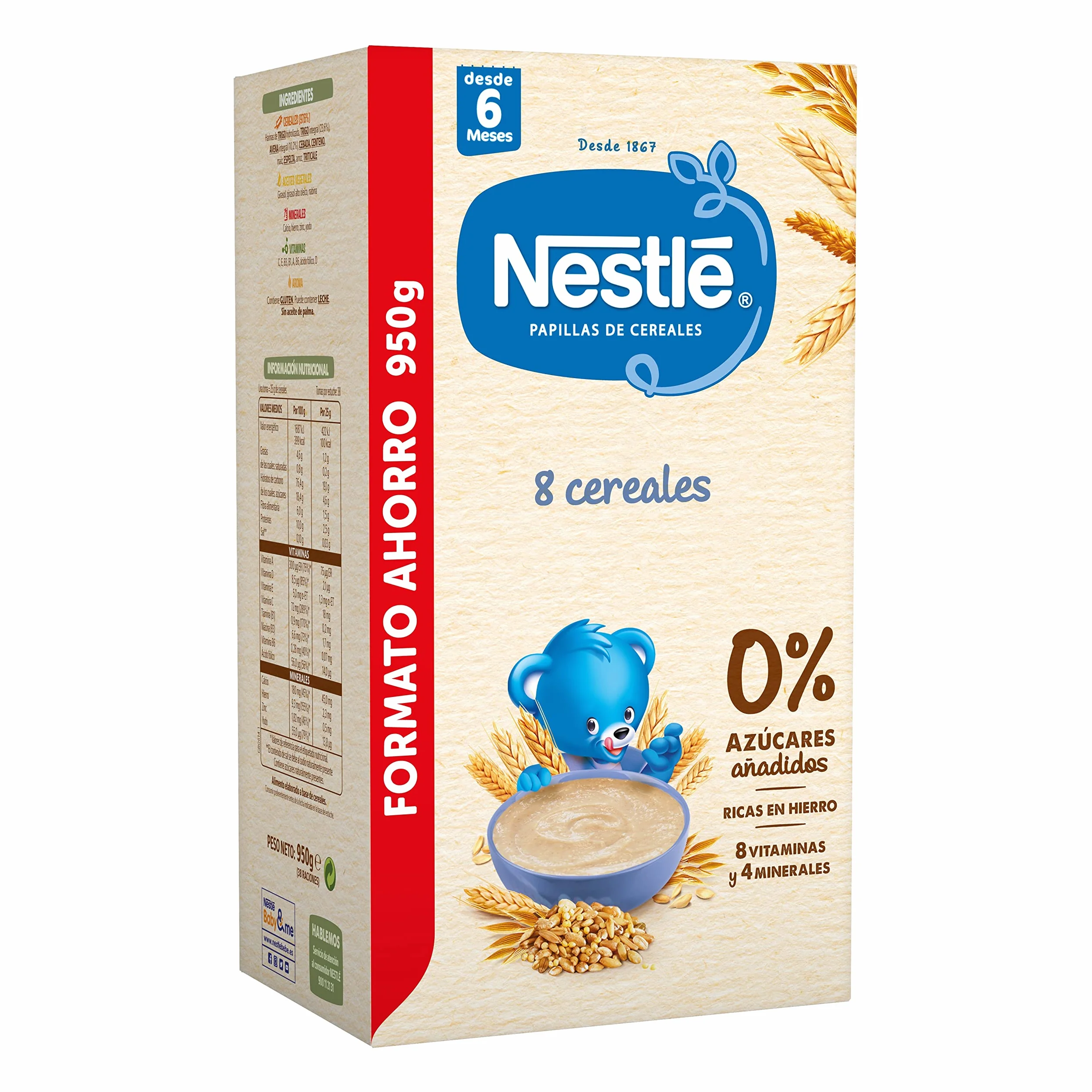Nestle Papilla 8 Cereales, 950 g