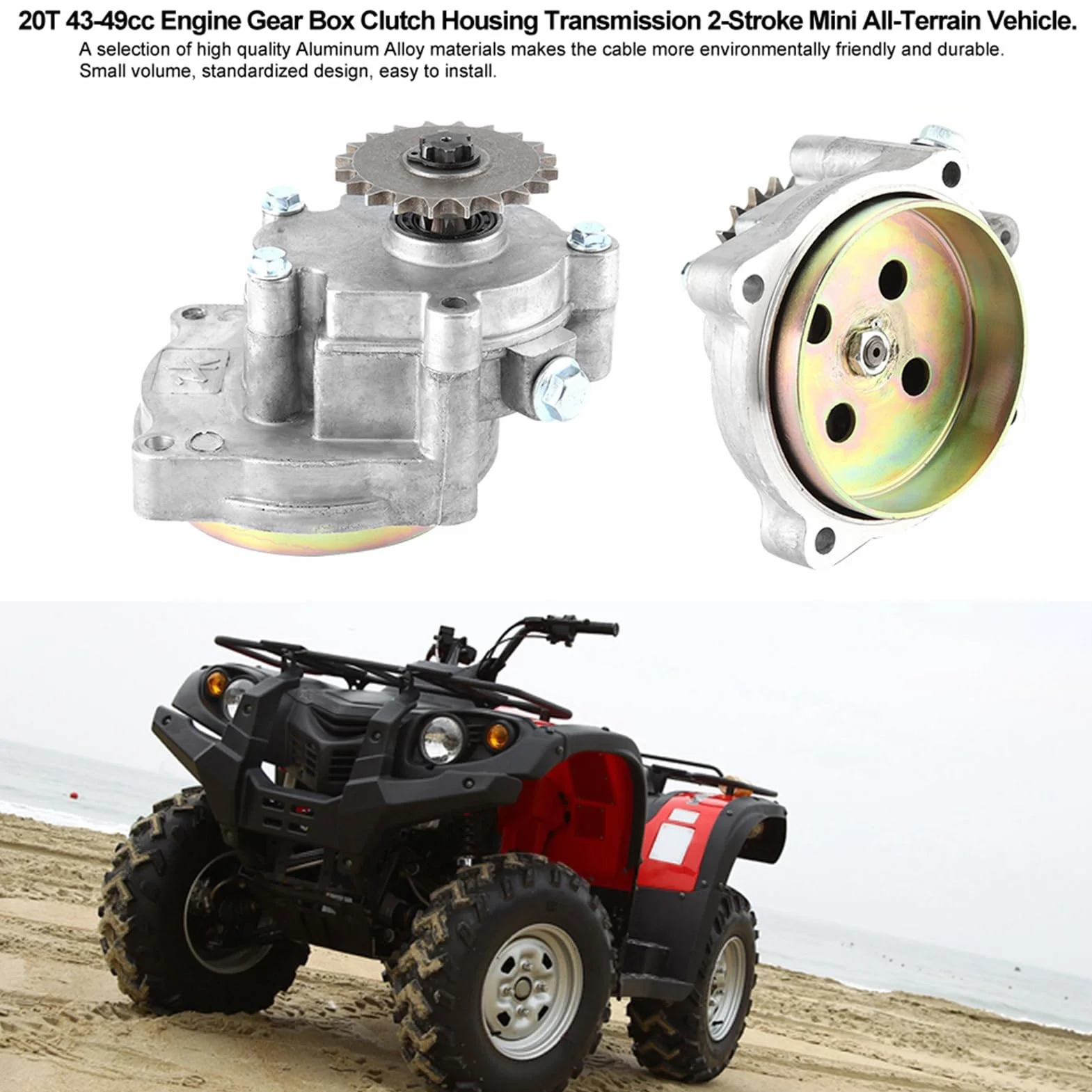 Caja de Engranajes de Transmisión de Motocicleta, Caja de Engranajes de Transmisión ATV, Caja de Transmisión de Reducción de Engranajes para Motor Mini ATV 20T 43-49 de 2 TIEMPOS