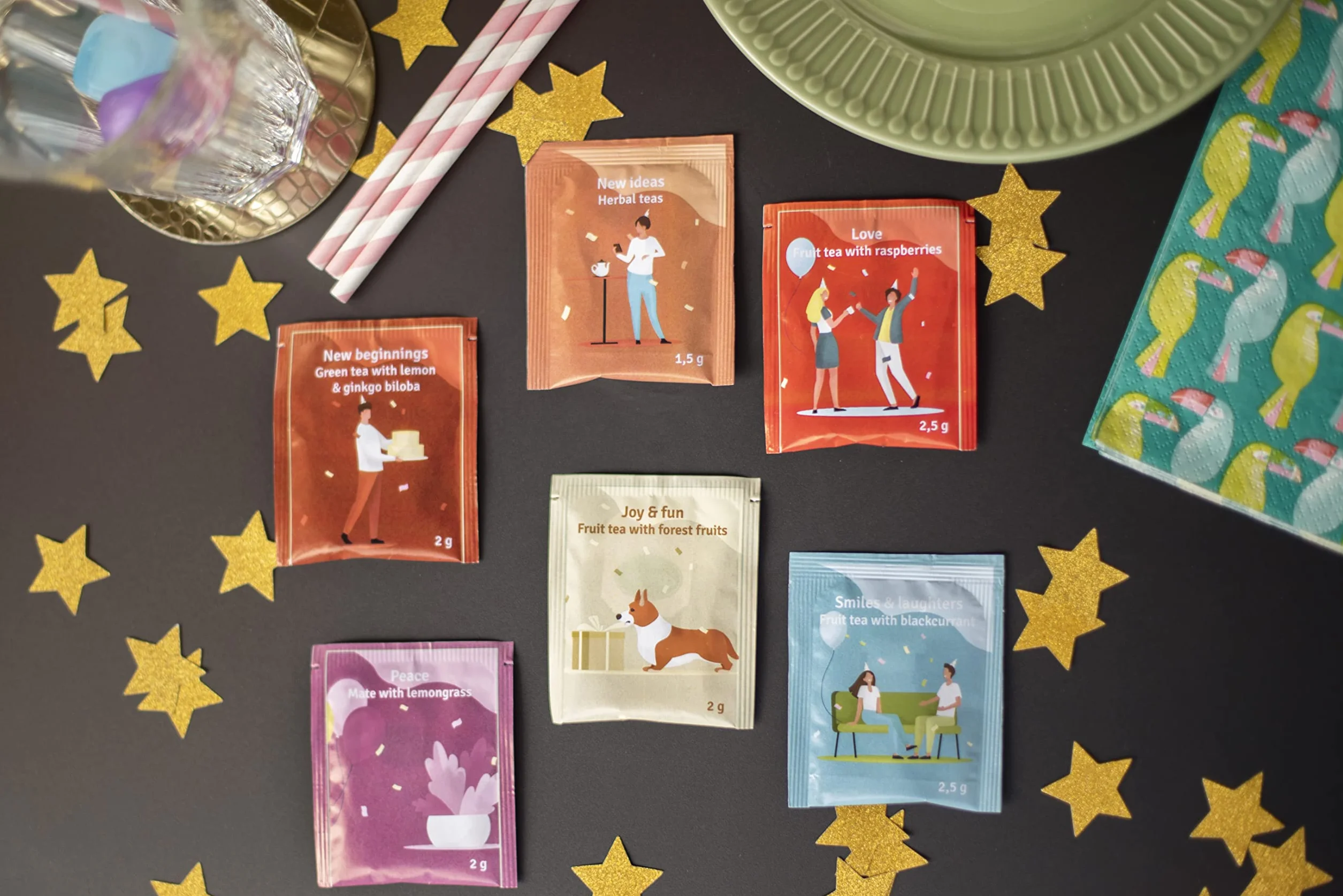 ACORUS Surtido de té de regalo de cumpleaños 6 sabores 60 bolsitas de hierbas y frutas