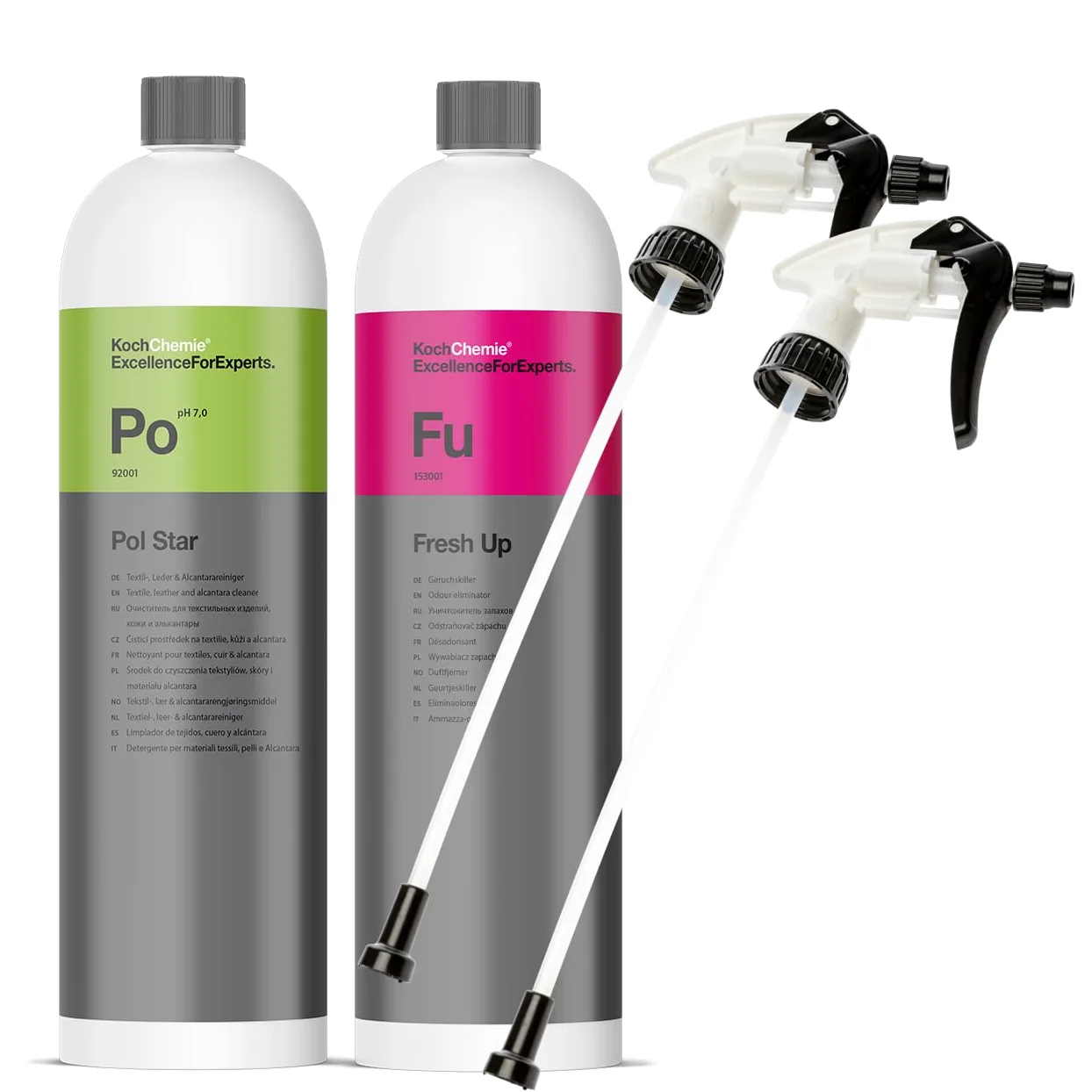 Koch Chemie Pol Star - Limpiador de tapicería Fresh Up 1 L, neutralizador de olores, 2 Cabezales de pulverización Star para Tratamiento de vehículos, eliminación de olores